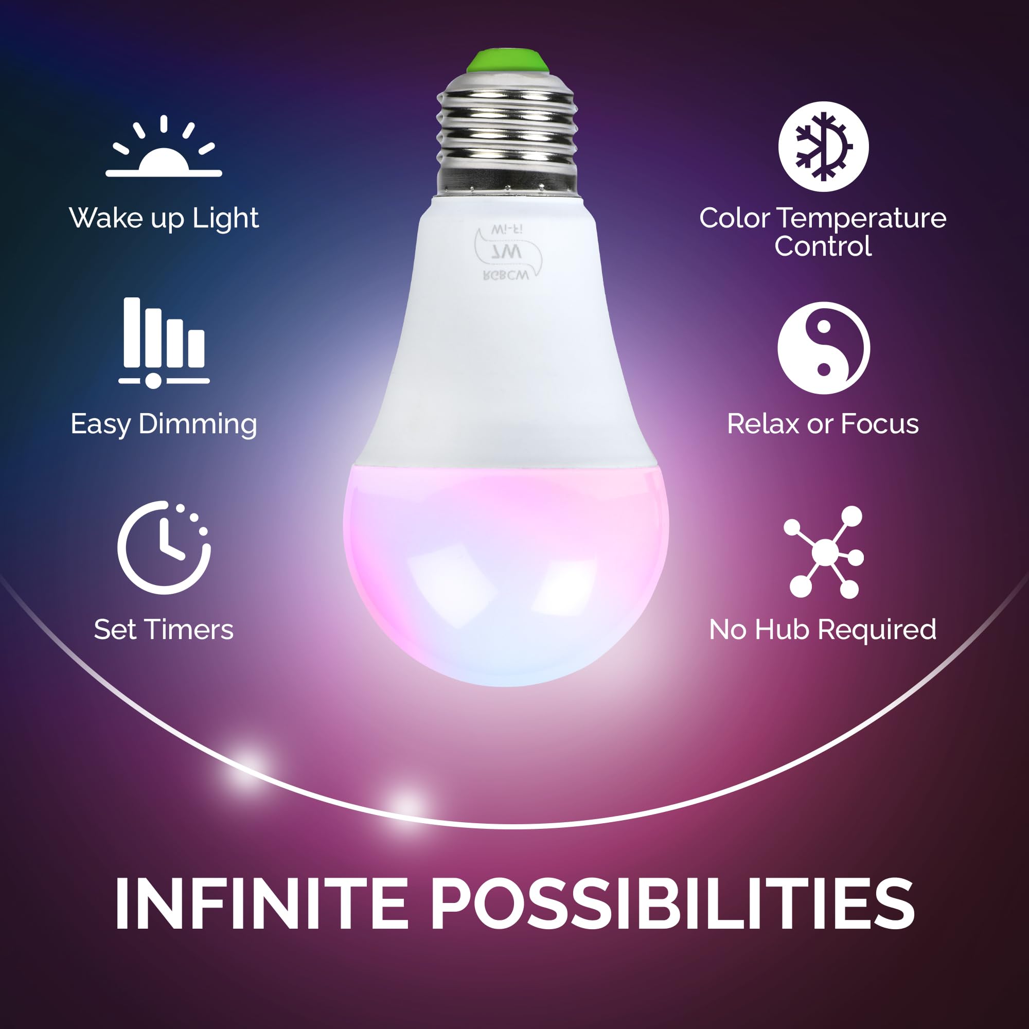 Healthy Life Nutrition Flux Wifi Smart Led Light Bulb - Alexa & Google Home Compatible, Multicolor