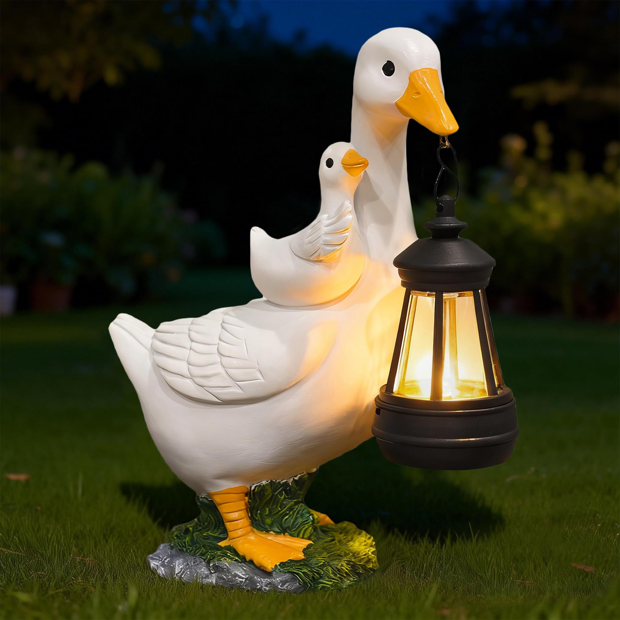7.48  Small Goose Garden Statues Gifts Outdoor Solar Goose Statue with Lantern Decoration Waterproof Figurine Lights for Outside Patio Yard Decor Lawn Ornaments Birthday Gifts for Grandma Mom Women