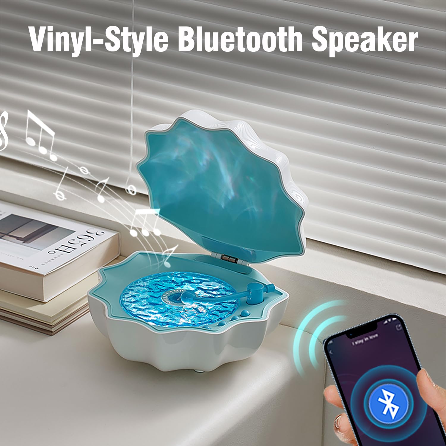 PILIPALASTAR Northern Lights Projector with Bluetooth Speaker, Night Light, Blue, Model Z6
