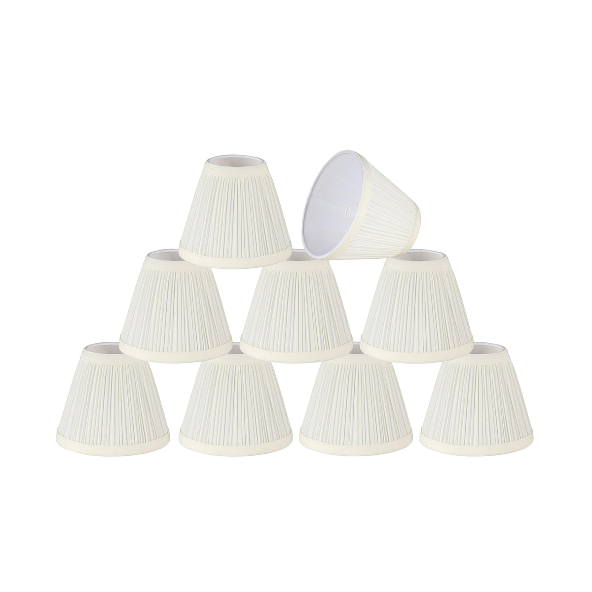 Aspen Creative 33121-2 Small Pleated Empire Shape Chandelier Clip-On Lamp Shade, Off White, 3&quot; Top x 6&quot; Bottom x 5&quot; Slant, 2 Pack