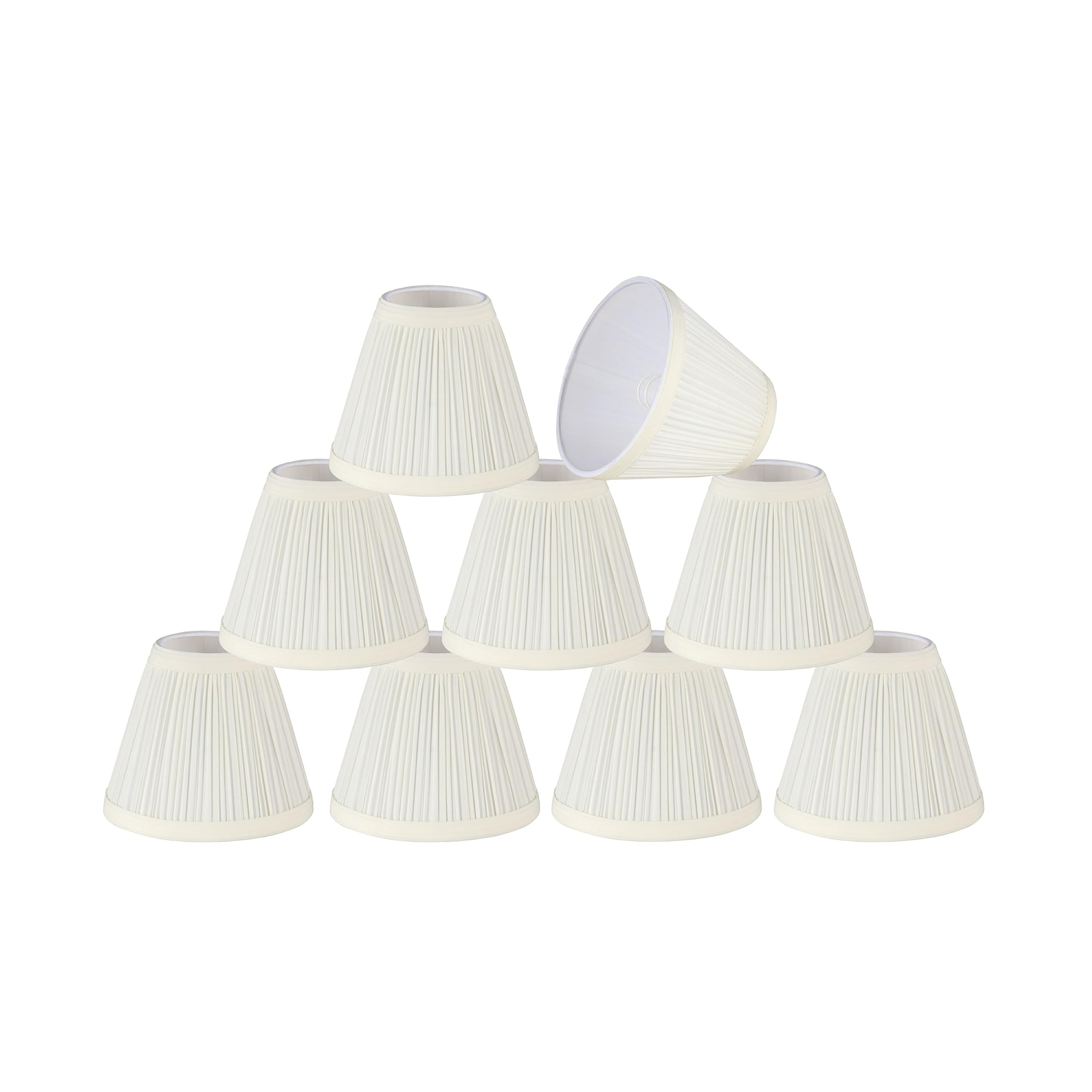 Aspen Creative 33121-6 Small Pleated Empire Shape Chandelier Clip-On Lamp Shade, Off White, 3'' Top x 6'' Bottom x 5'' Slant, 6 