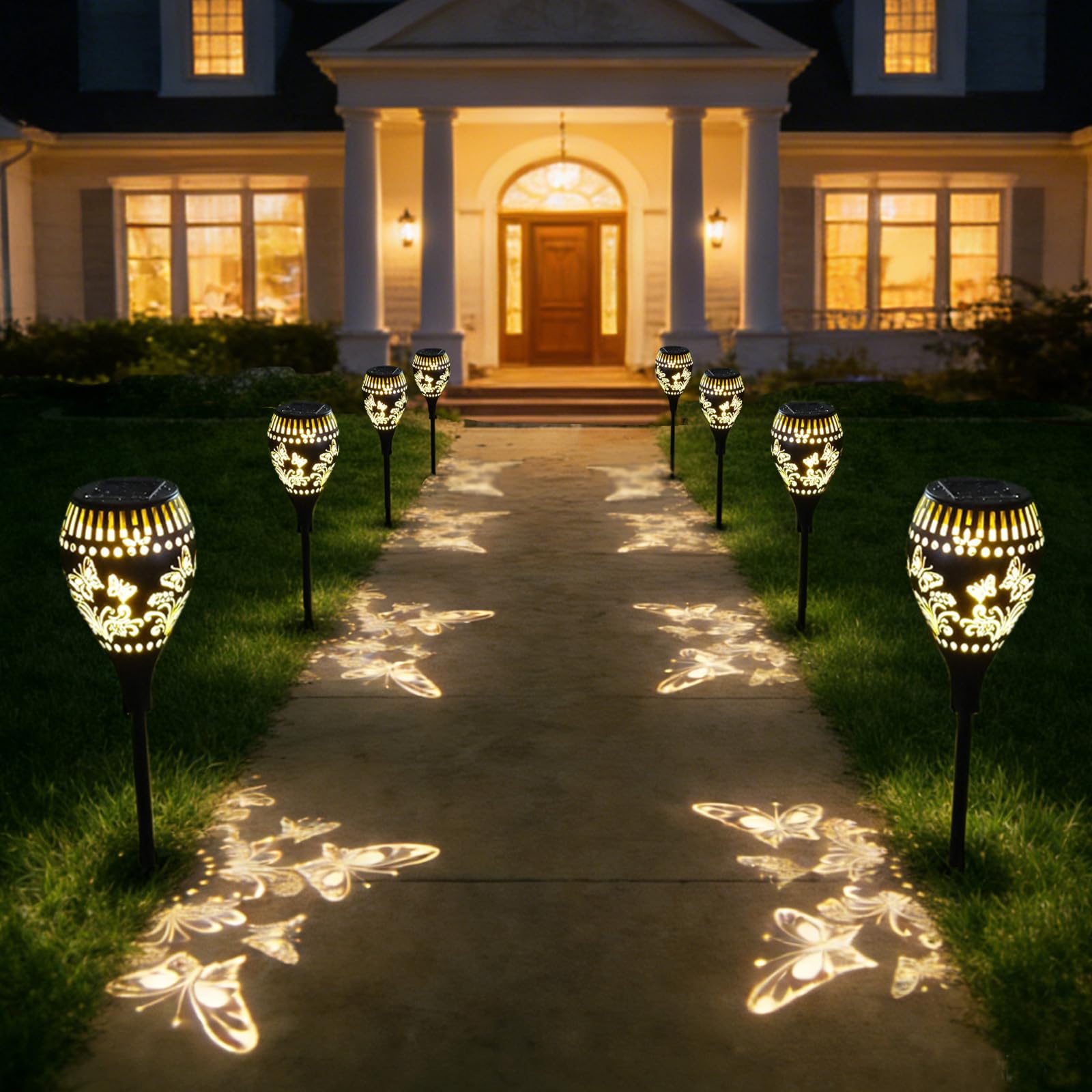 Butterfly Solar Garden Stake Lights Waterproof - 21 inch Metal Solar Garden Lights with Warm Light Decorative Landscape Path Lig