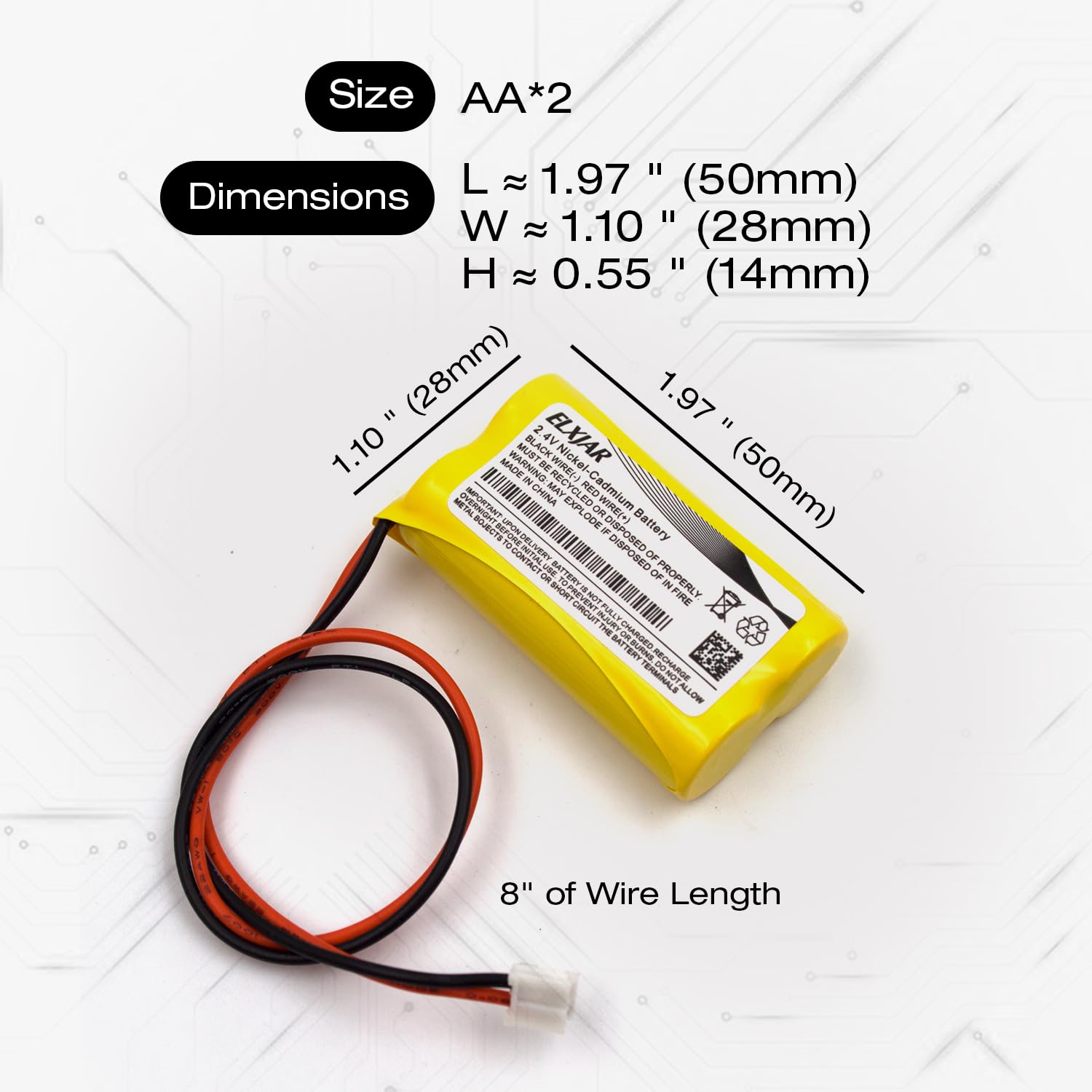 Elxjar (2-Pack) 2.4V 600Mah Bp2-A Dual-Lite Ni-Cd Battery Pack Replacement For Exit Sign Emergency Light, Csxwreb3 Hubbel Batter