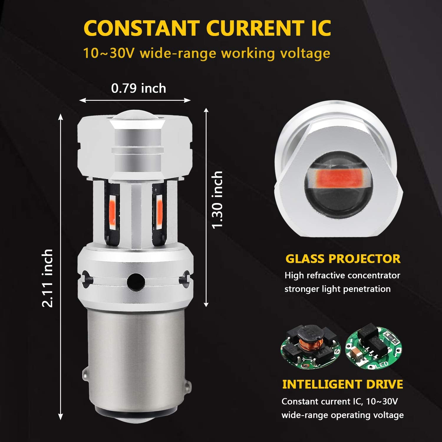 PHINLION 1157 LED Red Light Bulbs, Super Bright Tail Brake Turn Signal, Pack of 2, Model Phinlion-1157-1860-4SMD-R