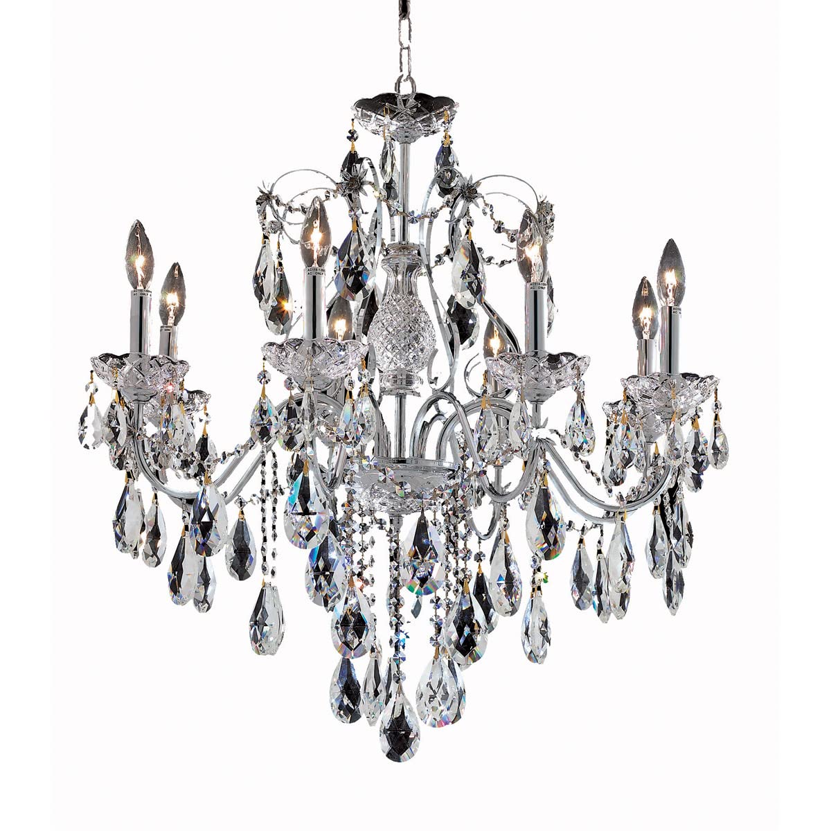 Elegant Lighting 2016D26C/Rc Royal Cut Clear Crystal St. Francis 8-Light, Single-Tier Crystal Chandelier, 26&quot; X 23&quot;, Finished In Chrome With Clear Crystals