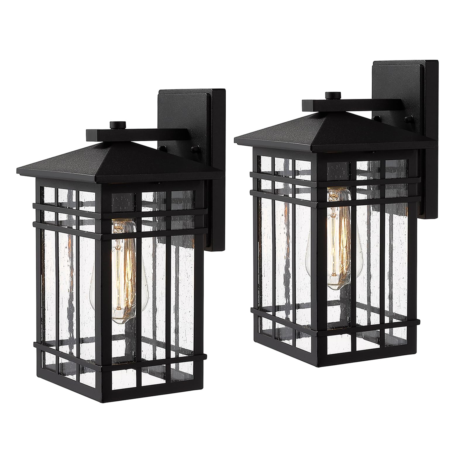 Rosient Outdoor Wall Lantern  Exterior Light Fixture  Waterproof Outdoor Wall Lighting Fixture Outside With Seeded Glass For Porch  Garage  Patio  Hallway  Entryway  2 Pack