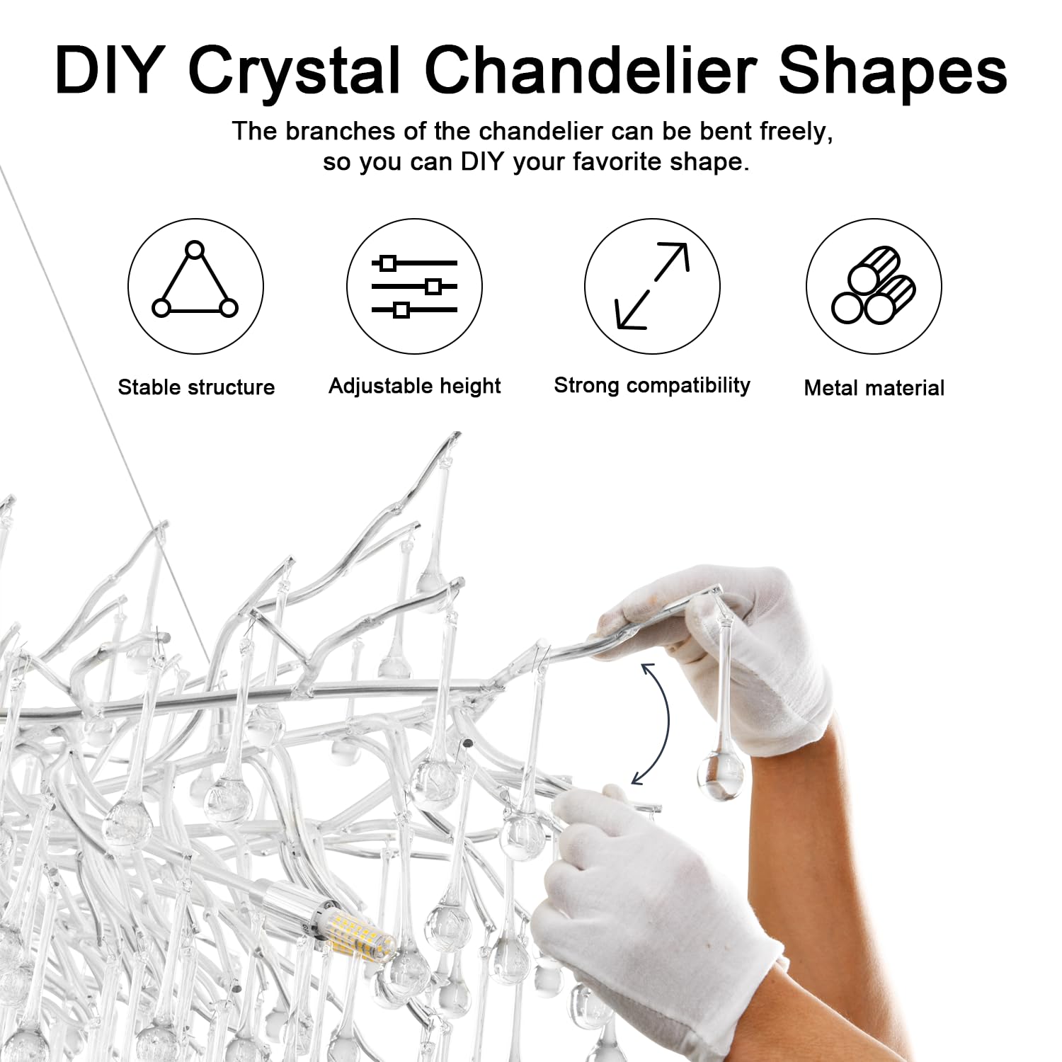 Niuzdu Chandeliers For Dining Room - 23.6'' Modern Silver Crystal Chandelier, Round Tree Branch Raindrop Chandelier, Foyer Chand