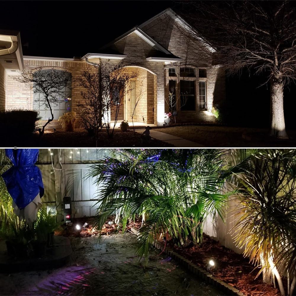 COVOART Outdoor Landscape Lighting - 12W Spot Lights, IP66 Waterproof, Warm White, 4 Pack, High-impact ABS Plastic, Model SNTRJR-111687