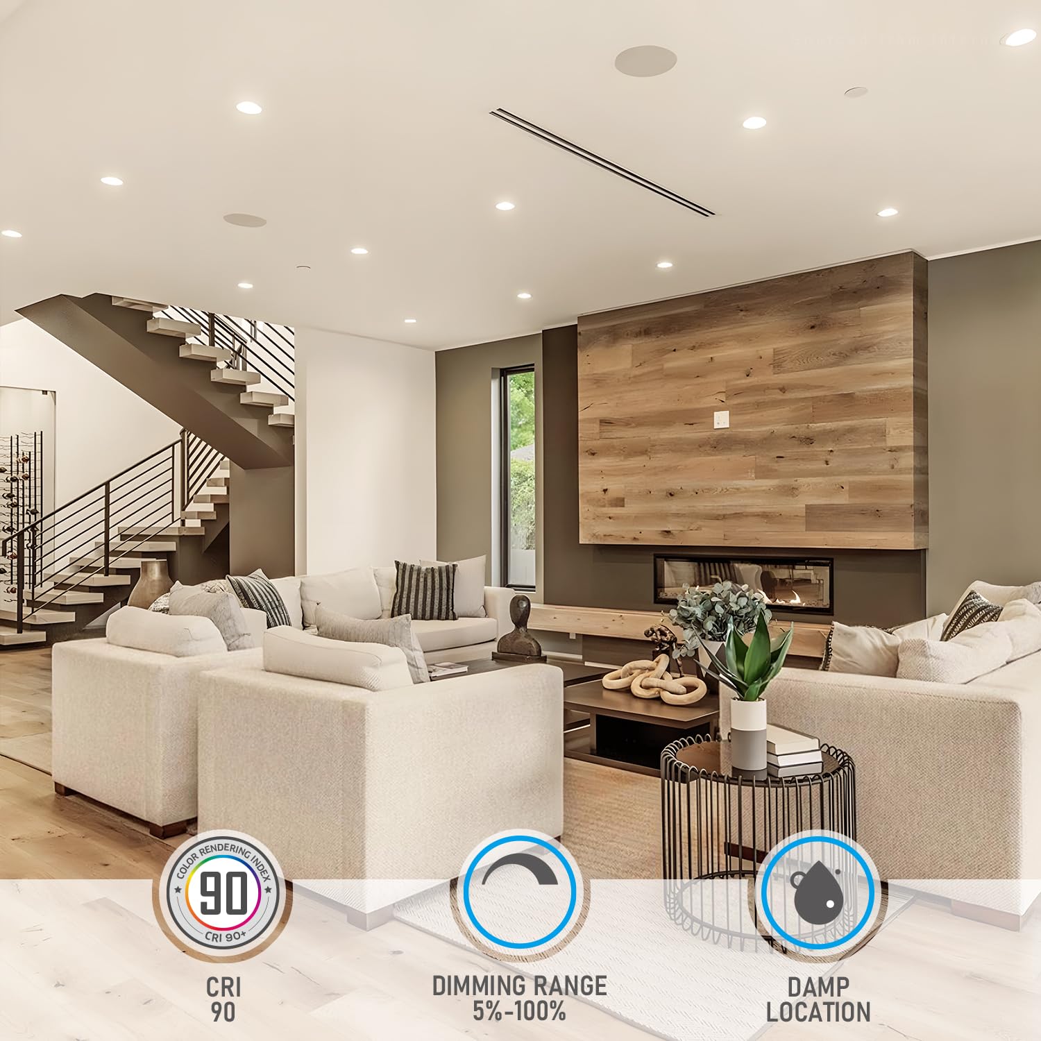 Torchstar Basic Series 12-Pack 4 Inch Ultra-Thin Led Recessed Lighting With Junction Box, Cri90, Aluminum, 4000K Cool White, 5%-