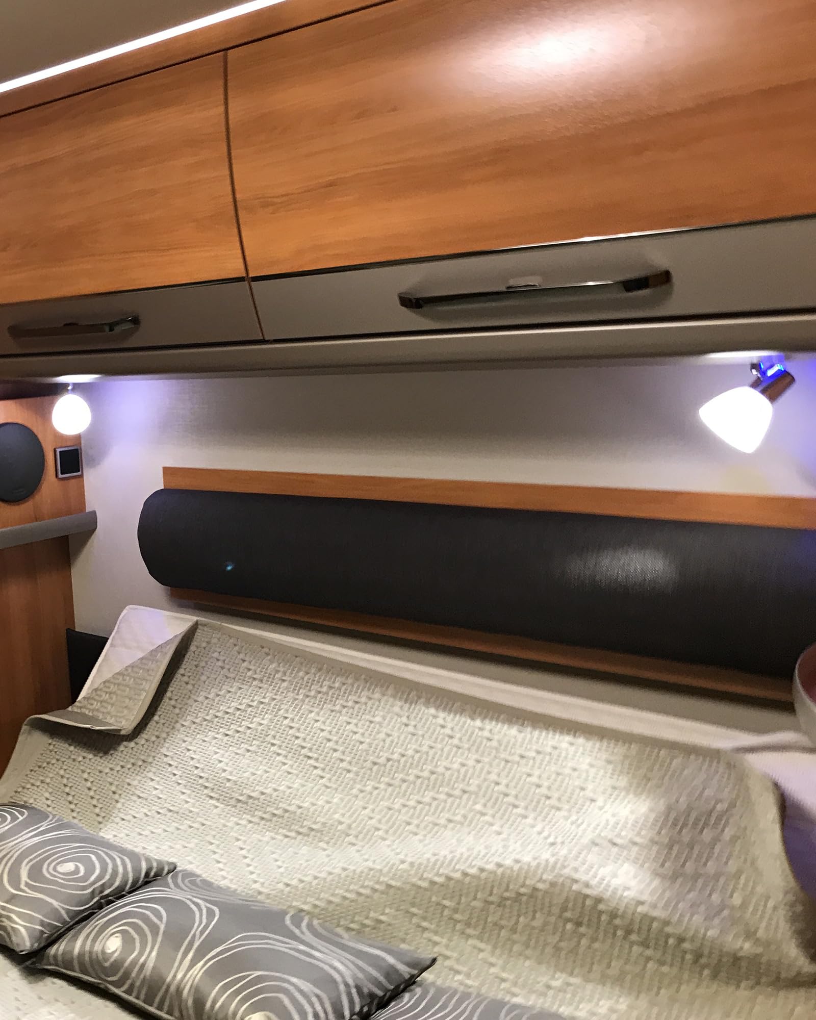 THALASSA 12V LED Boat Reading Light - Polished Metal Wall Sconce with Touch Dimmer for RV, Caravan, Camper Van Indoor Lighting
