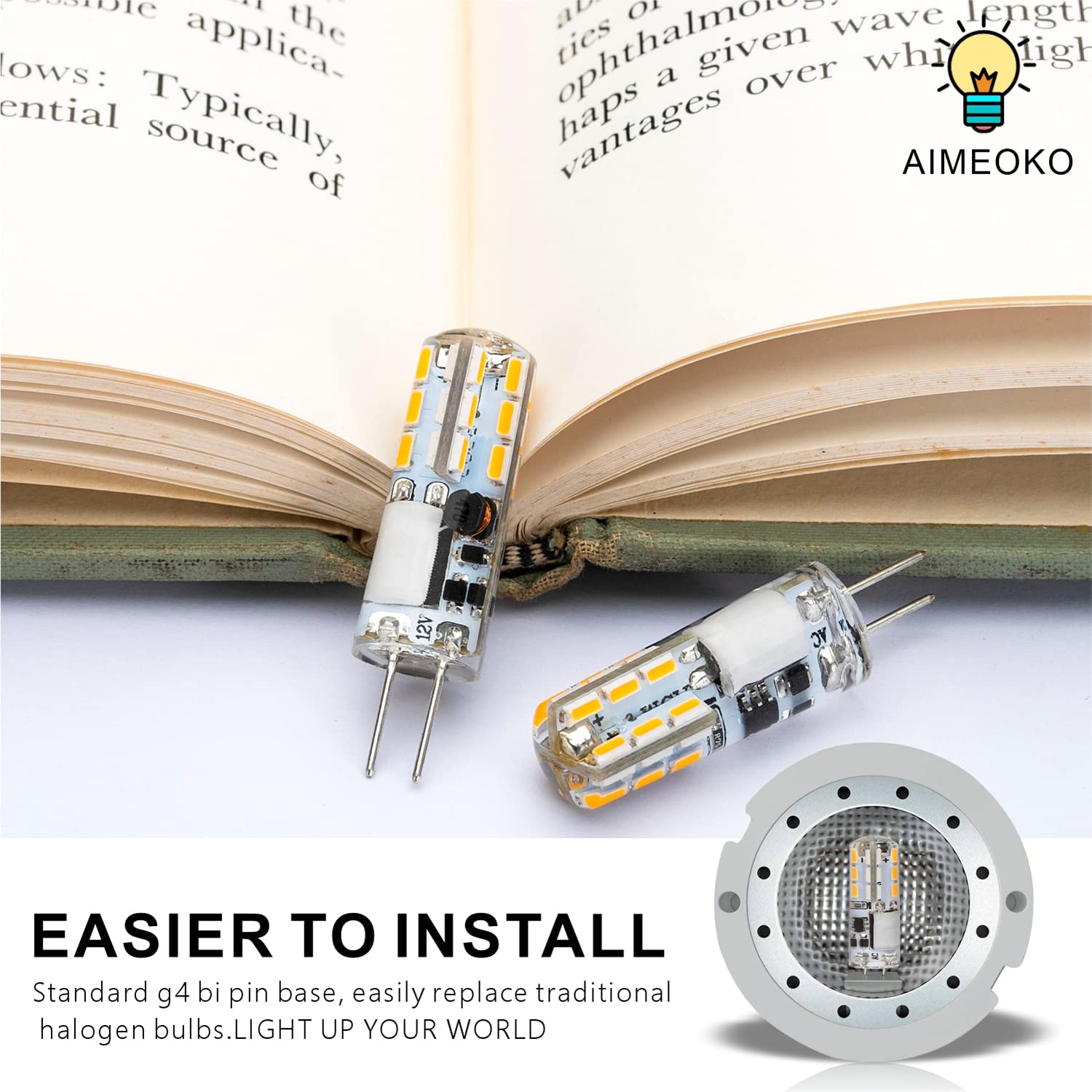 Aimeoko G4 Led Bulb 12V (Ac/Dc) 2W - Warm White 2700K, Non-Dimmable, Bi Pin Base, 10-Pack - Replace 10W-20W Halogen Bulbs For Ho