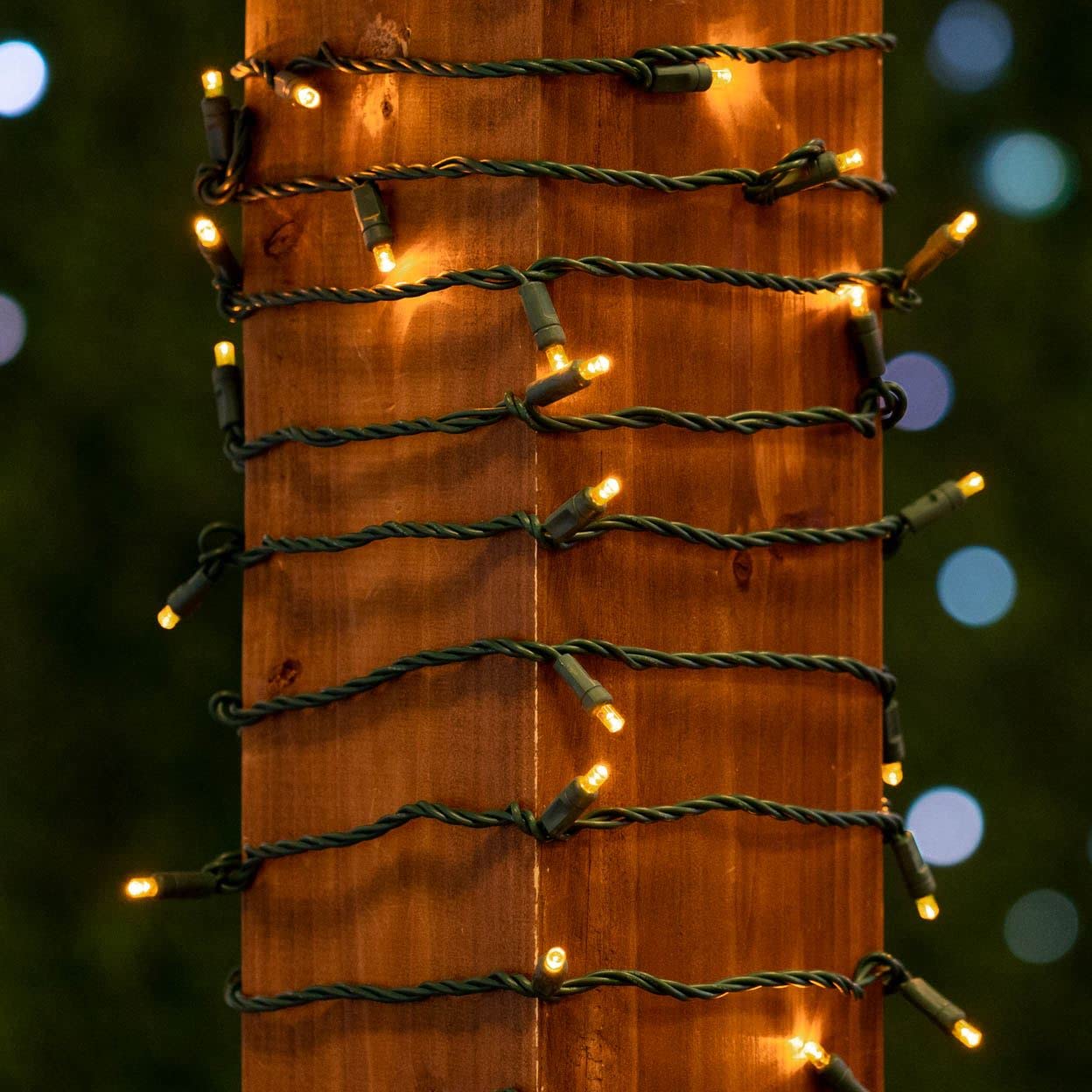 Novelty Lights 25ft 50 LED Yellow Christmas Lights, Green Wire, Dimmable, IP55, UL Listed, Connectable