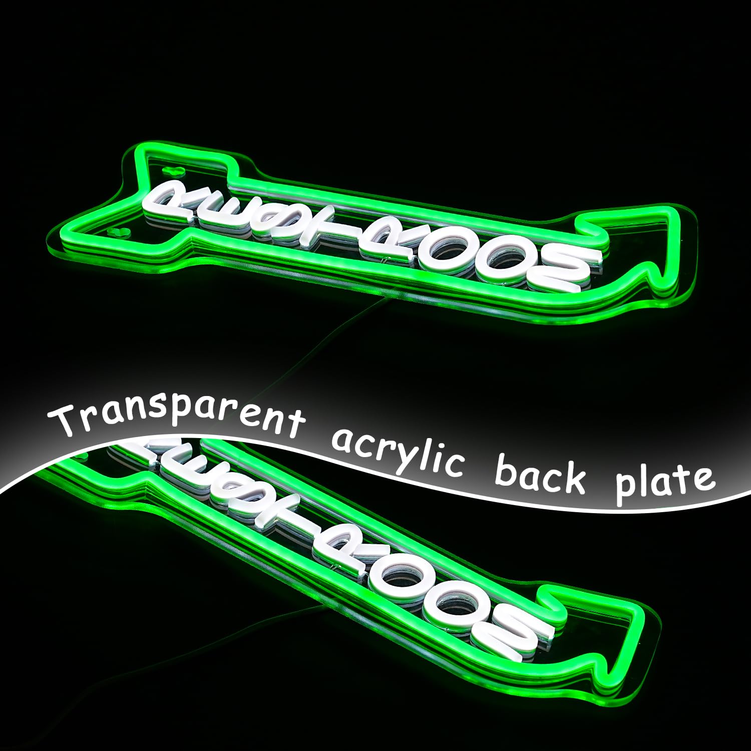 Alkkign Neon Toilet Sign - Cool White & Green Acrylic Wall Decor for Bathrooms, Hotels, Bars, & More (Right Arrow)