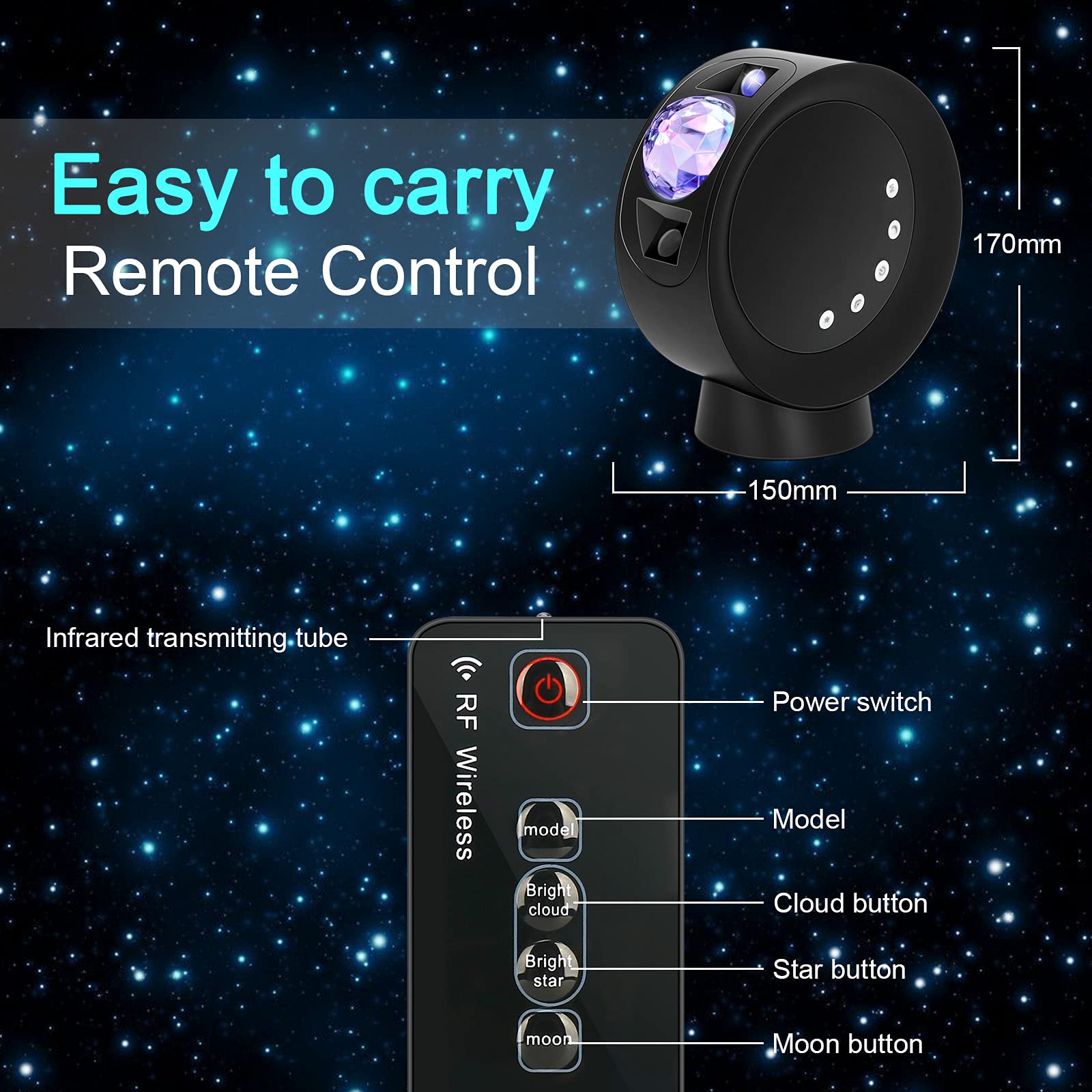 Litenergy Led Sky Projector Light - Galaxy Nebula Night Lamp With Remote For Home & Gaming Room