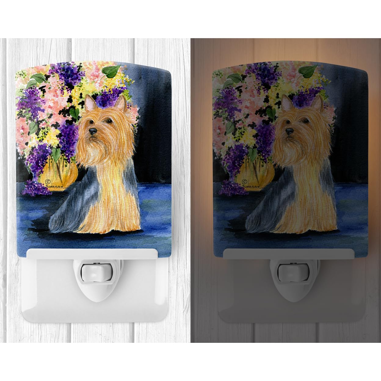 Caroline'S Treasures Ss8293Cnl Silky Terrier Ceramic Night Light Compact, Ul-Certified, Ideal For Bedroom, Bathroom, Nursery, Hallway, Kitchen, 6X4X3, Multicolor