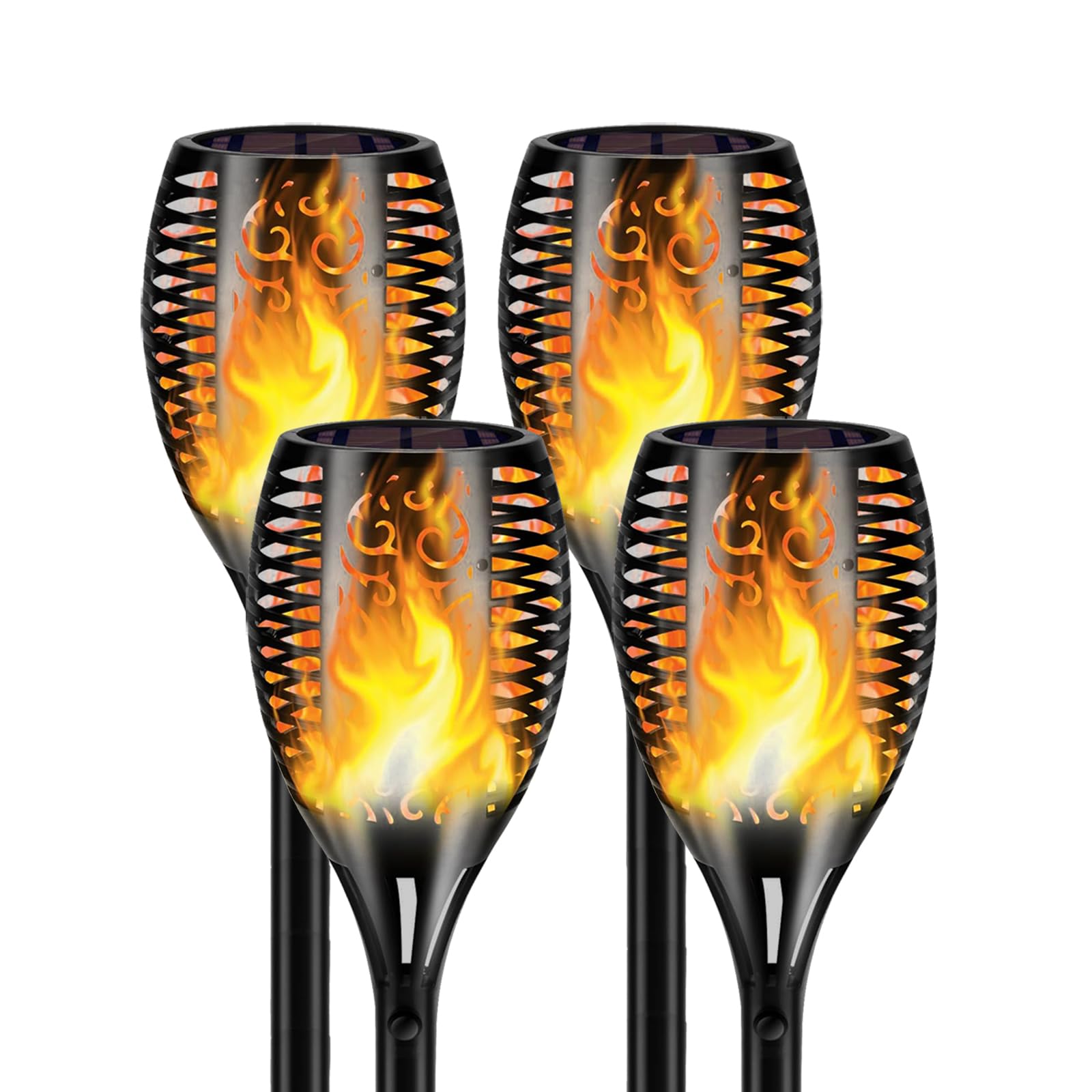 Okelon 4 Pack Large Solar Torch Lights with 96 LED Flickering Flame, IP65 Waterproof Outdoor Landscape Lighting for Garden, Yard