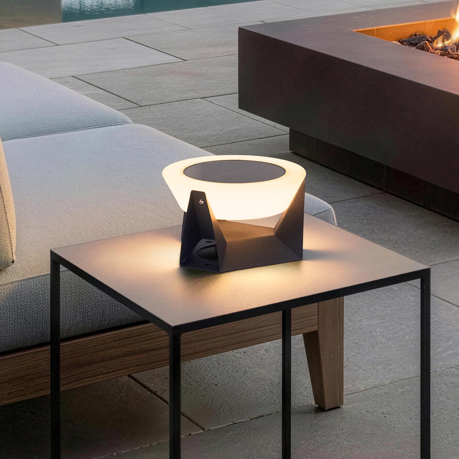 MVBT Solar Lamp, Small Solar Table Lamp, 3000K Outdoor Lanterns for Patio Waterproof, Modern Lantern Outdoor Table Lights, LED G
