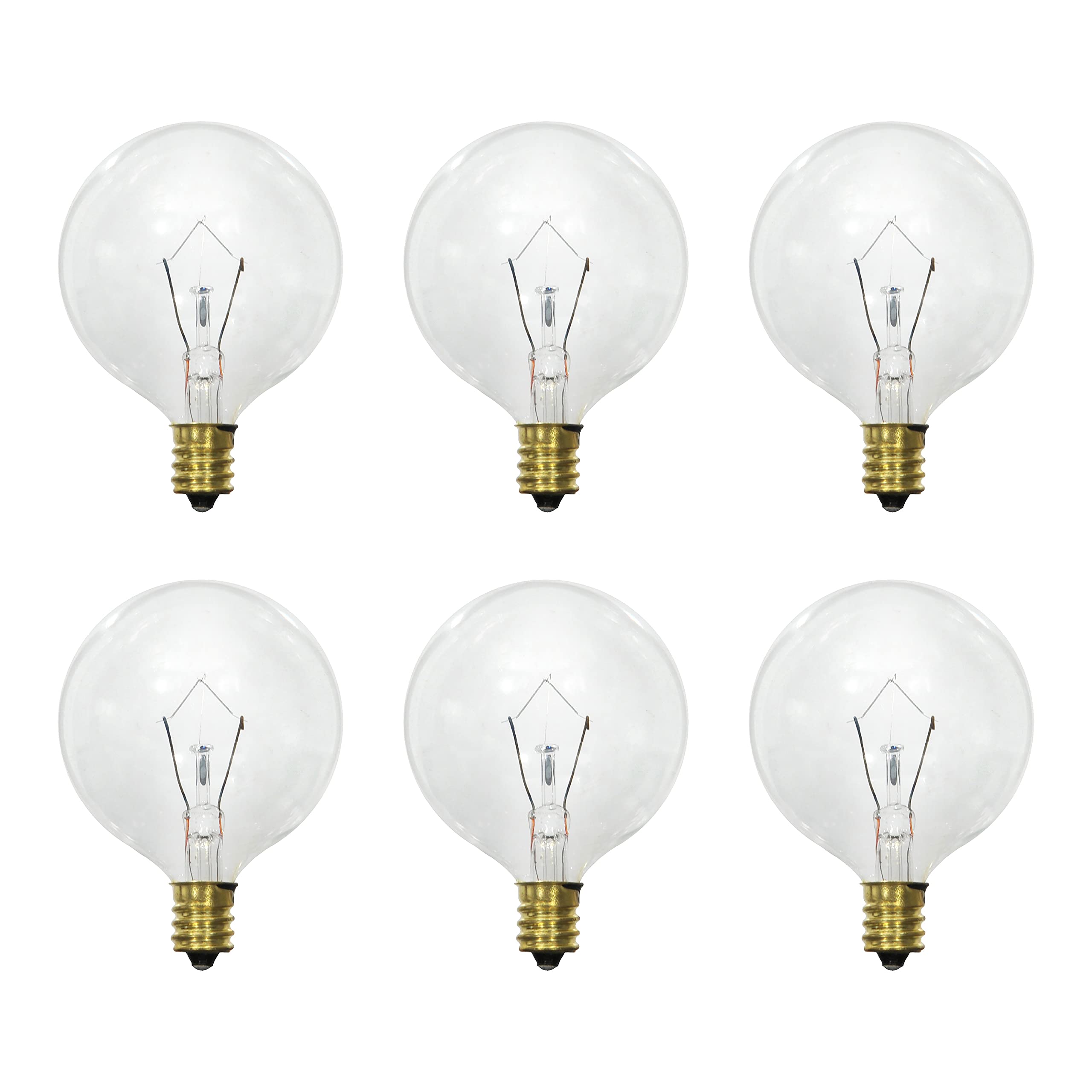 Sylvania Incadescent Globe Shape D  cor Light Bulb, G16.5, 25W, E12 Candelabra Base, 180 Lumens, 2850K, Soft White - 6 Pack (136