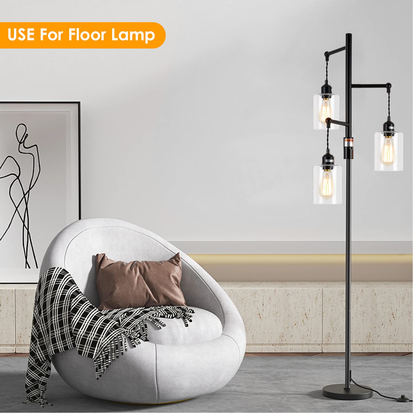 6 Pack Clear Glass Shades Replacement,5.51In Height,3.94In Diameter,1.65In Fitter,High Transmittance Cylinder Glass Lampshade Replacement For Pendant Light Floor Lamps Chandelier Wall Sconces