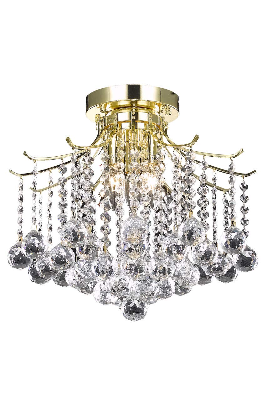 Living District Ld8200F17G 12 In Amelia 3 Lights Flush Mount Ceiling Light  Gold