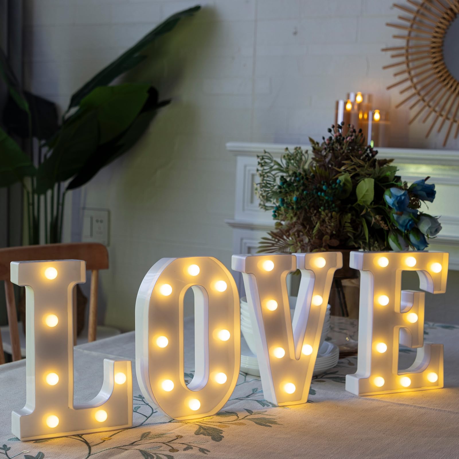 IFDGCTK LED Light Up Letters Sign, Decorative LOVE Marquee Lights, Battery Powered, White Plastic, Model IFDGCTK