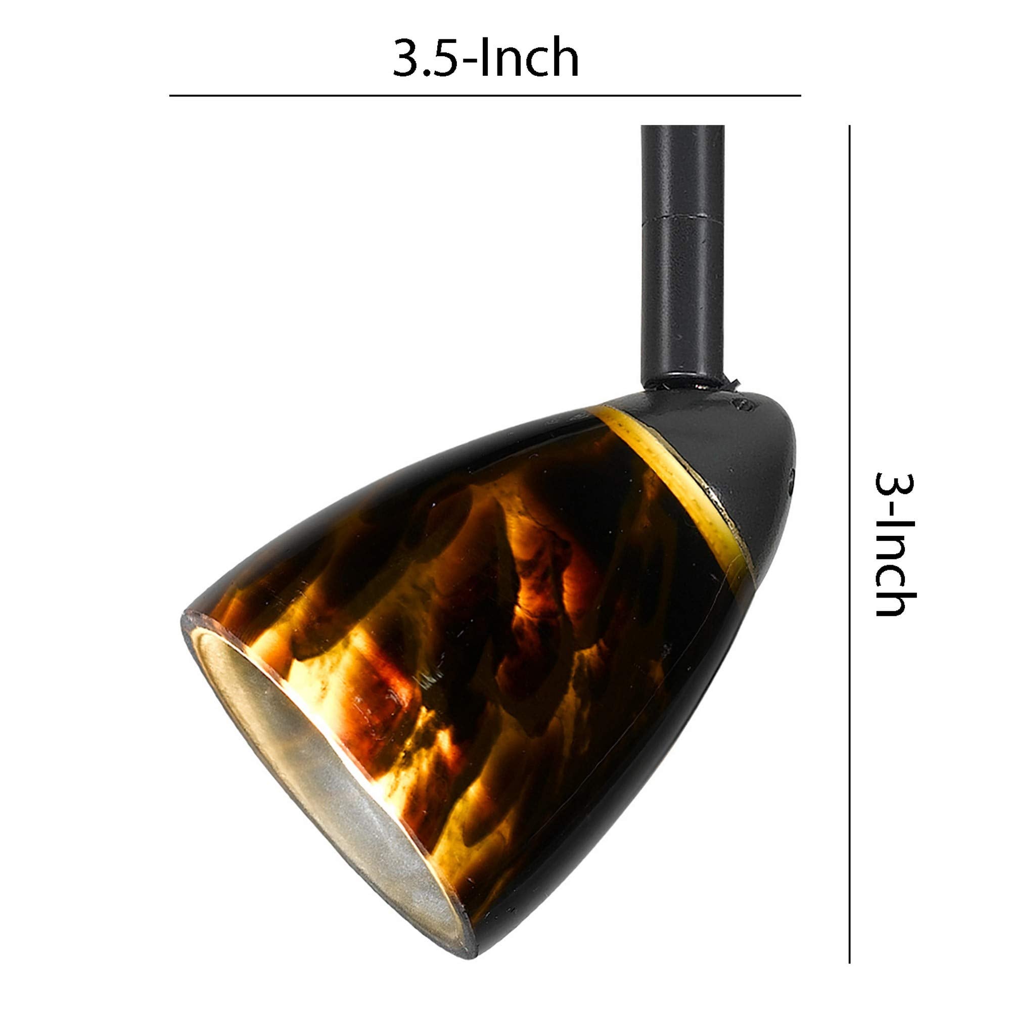 Benzara Hand Blown Glass Shade Track Light Head, Metal Frame, Gold and Bronze, Model BM220757