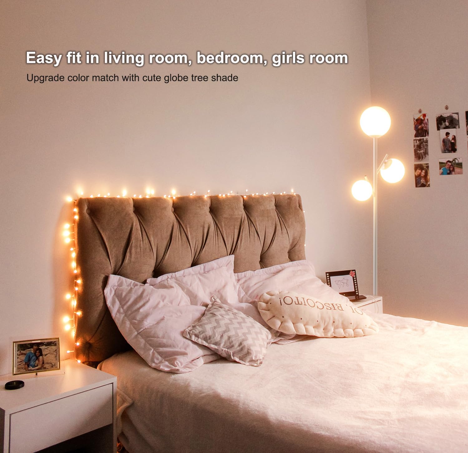 Fiqevs White Mid Century Floor Lamp - 3 Globe Led Tree Lamp For Living Room & Office