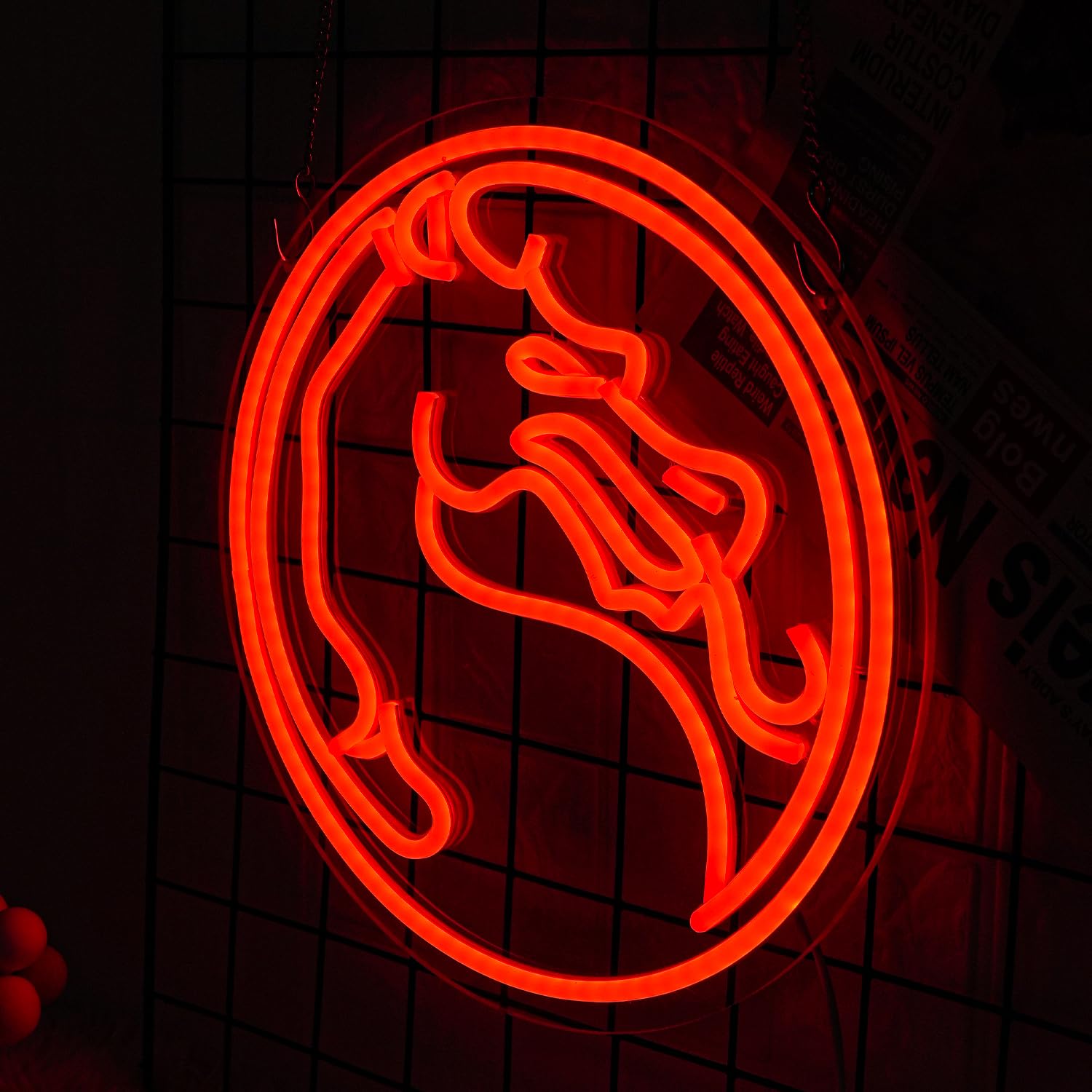 LMSIGNLY Dragon Neon Sign - Dimmable Gaming Logo Light for Wall Decor, 13in x 13in, Red Plastic