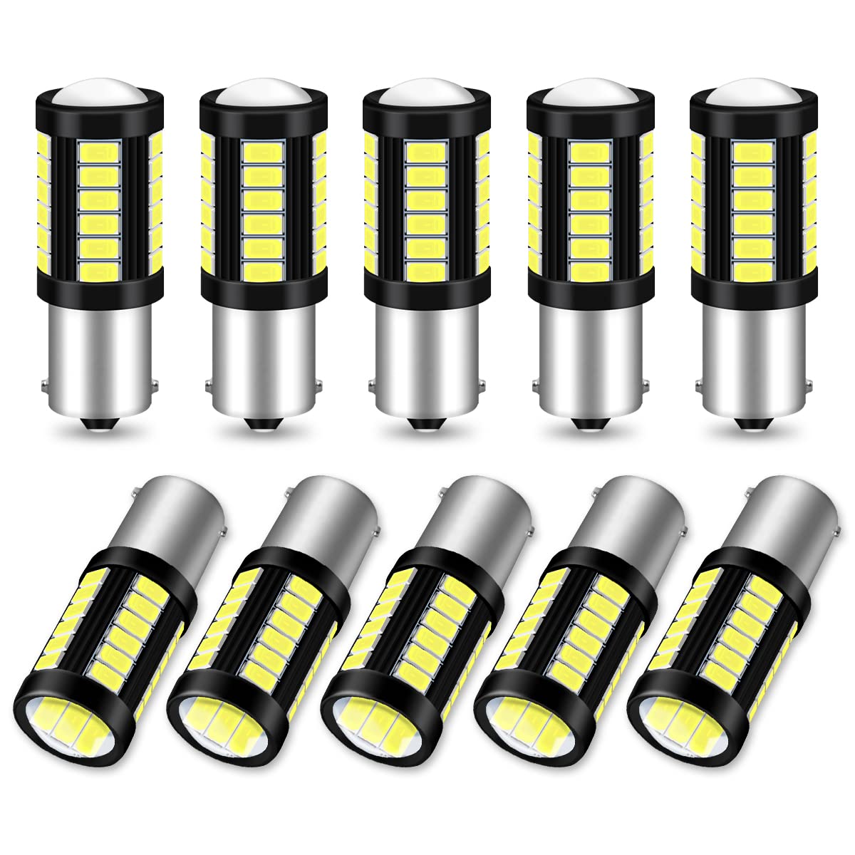 Qoope 1156 LED Bulbs 33SMD White Replacement for RV/Camper/Trailer Lights, Pack of 10