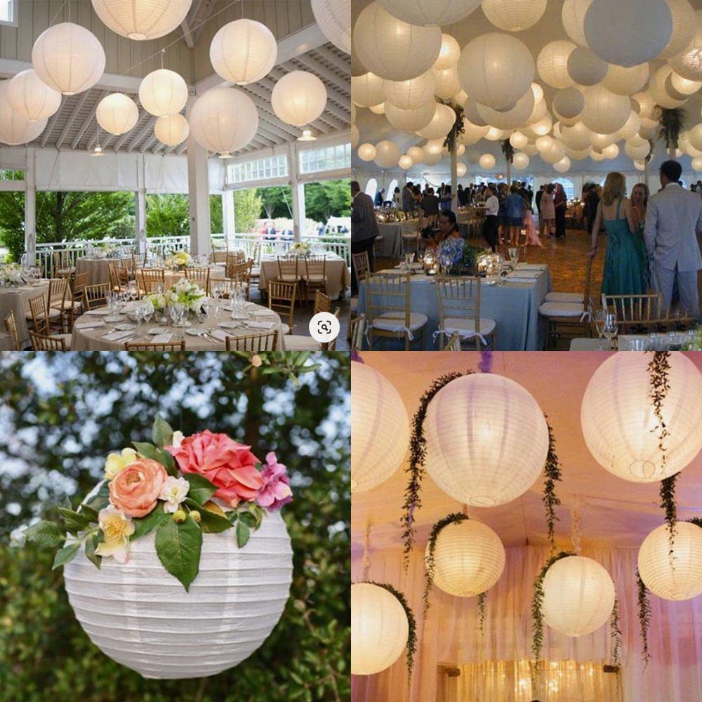 Hausprofi Paper Lanterns, 6'' 8'' 10'' 12'' Round Paper Lantern With Led Lantern Lights For Indoor And Outdoor Decoration - (Lan