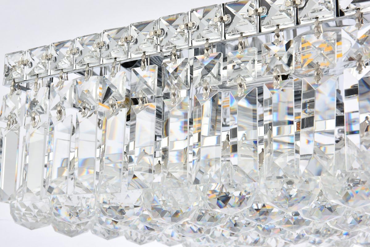 Elegant Lighting 2032F14C/RC 5-Light Crystal Chandelier, Chrome Finish, Flush Mount, Clear Crystals