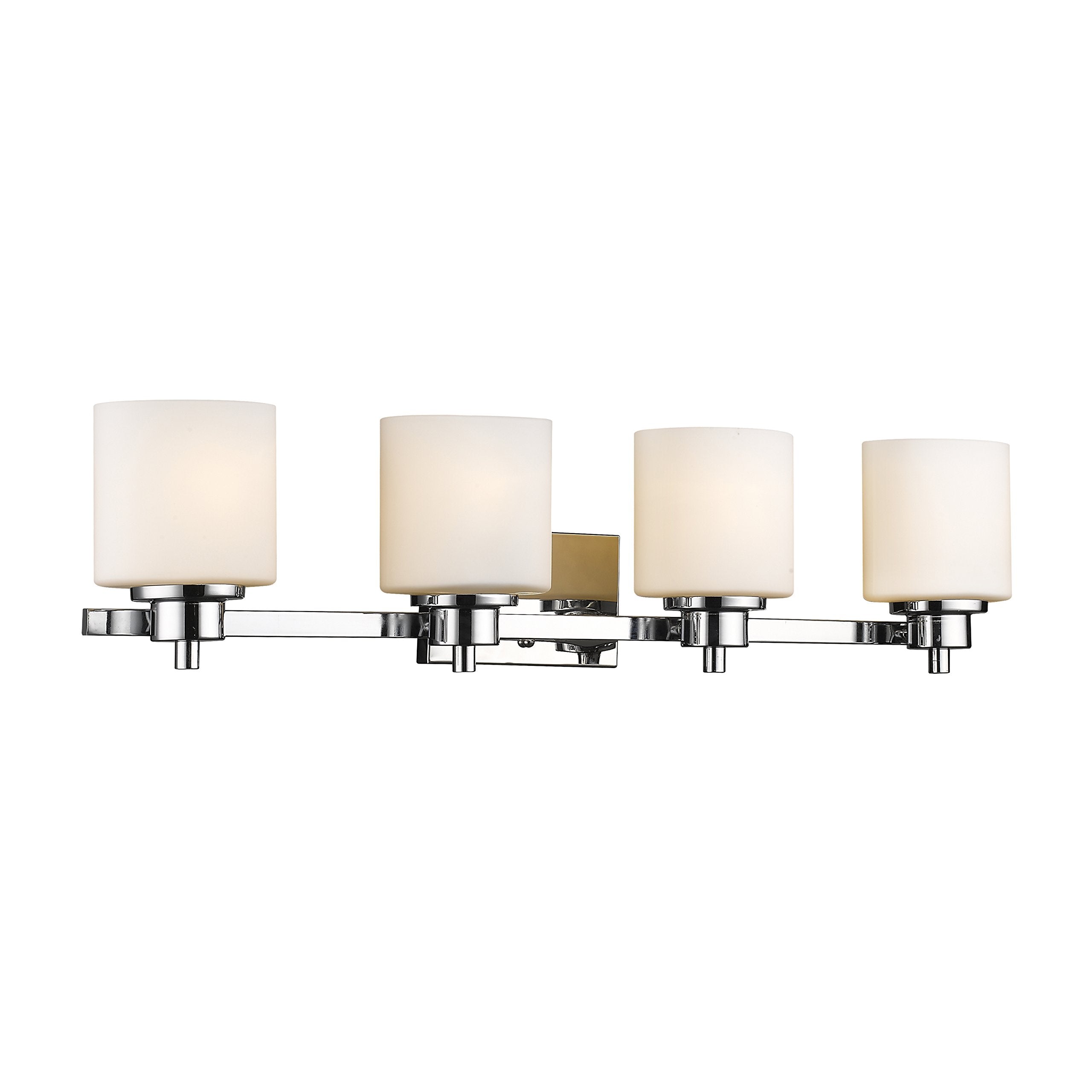 Chloe Lighting Ch821036Cm33-Bl4 Contemporary 4 Light Chrome Finish Bath Vanity Wall Fixture Alabaster Glass, 33'' Wide, White