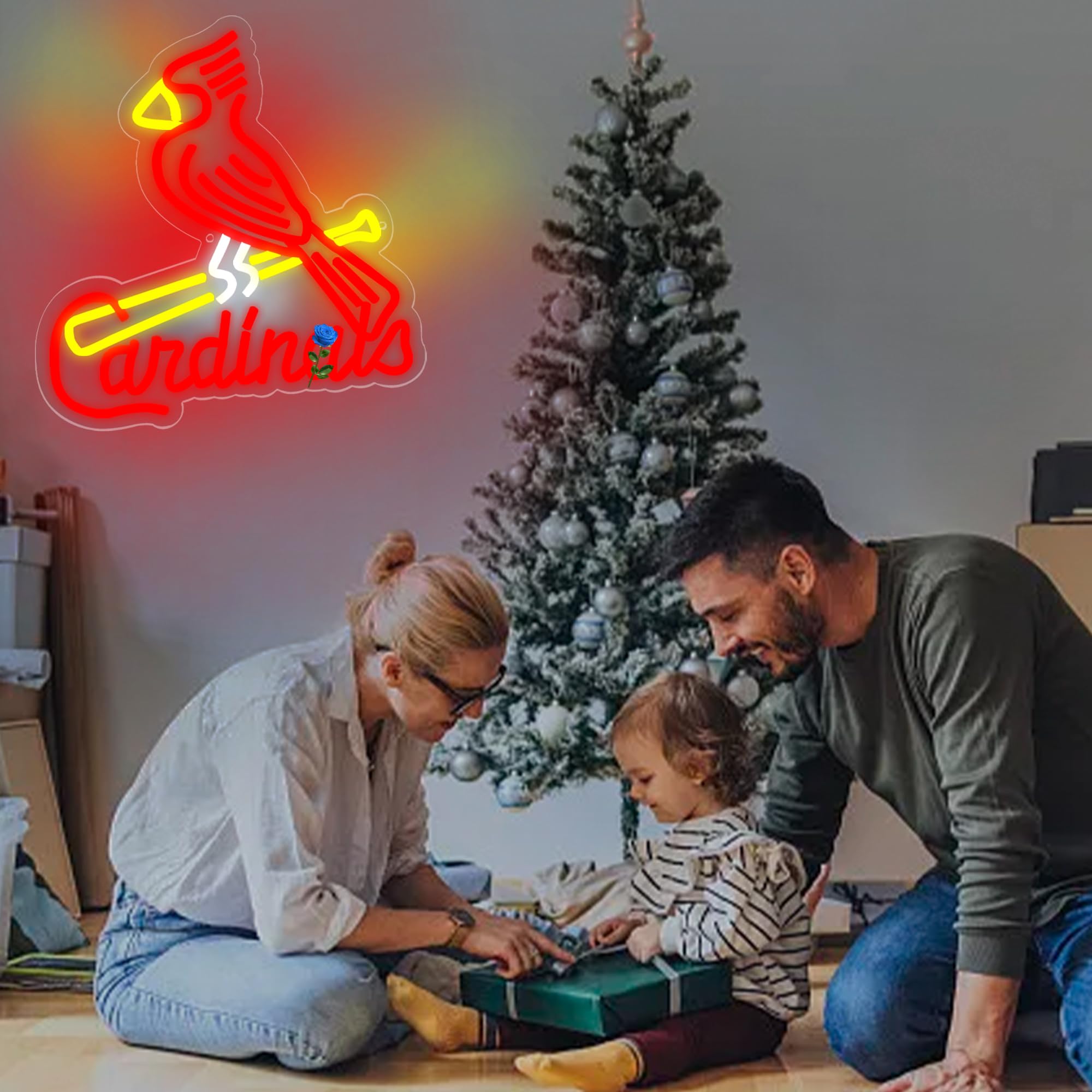 Brineon Baseball Neon Sign - LED Wall Decor for Man Cave, 13x13.4 In, Red Yellow, Acrylic, Model ZYLD134