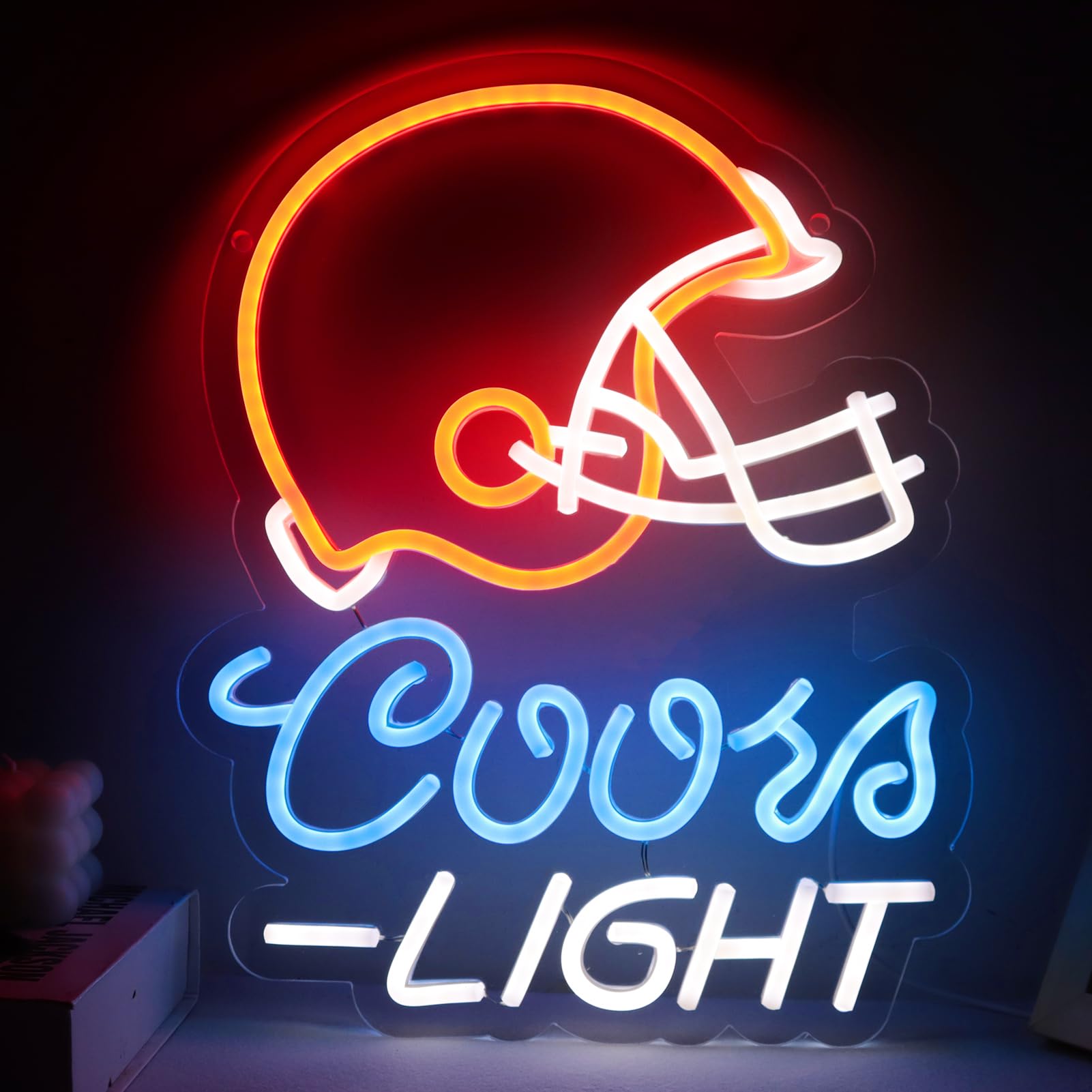 JFLLamp Neon Wall Decor Light - Rugby Helmet Design, LED, Football Color, Model NS-Crs Light, Perfect for Man Cave and Parties