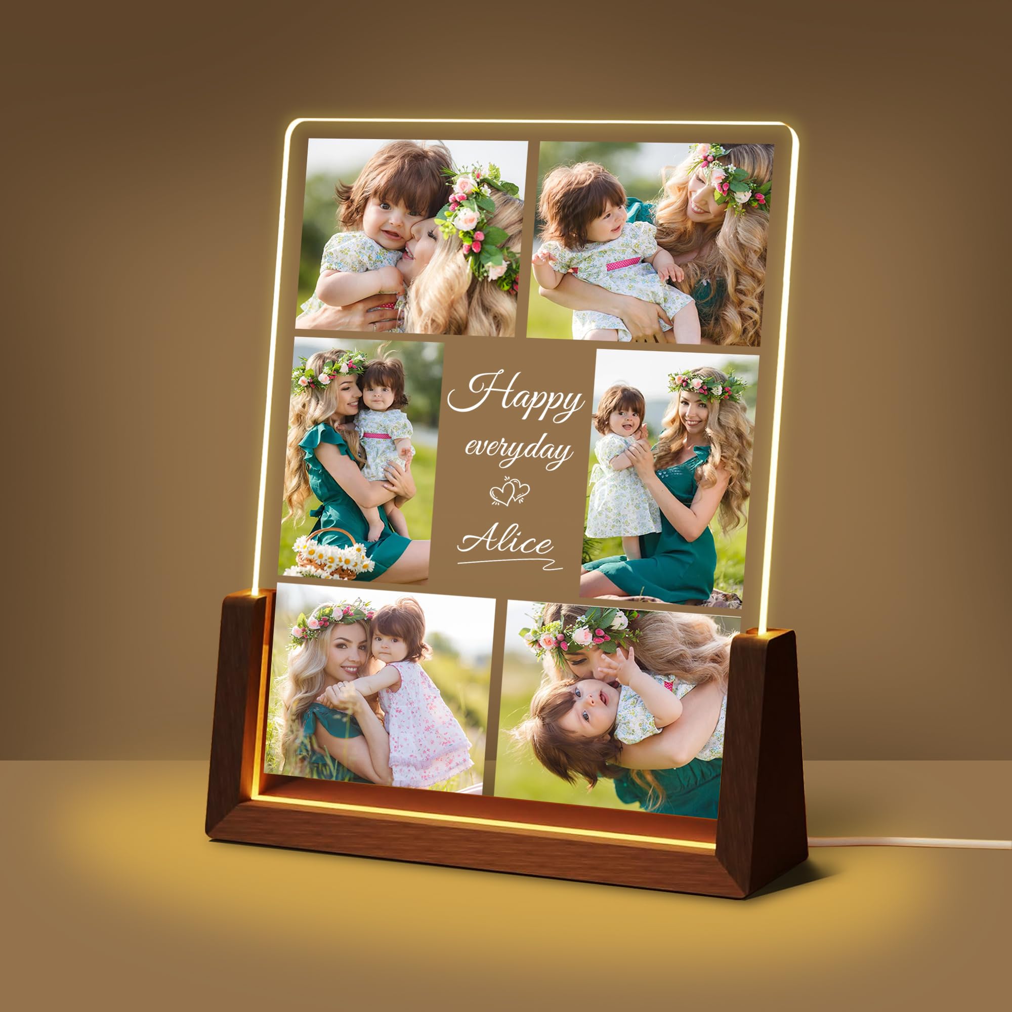 Maiwell Personalized Mothers Day Birthday Gifts For Mom Grandma Wife  Customized Mom Christmas Gifts From Daughter Son Husband  Acrylic Led Night Light Picture Frame With Photo Custom Gift For Women