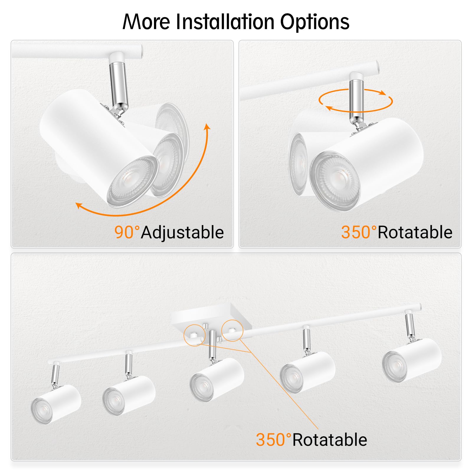 Boostarea Track Lighting Kit, Kitchen Lighting Fixtures Ceiling, 5 Way Ceiling Spot Lights, Rotatable Light Heads, Modern Track