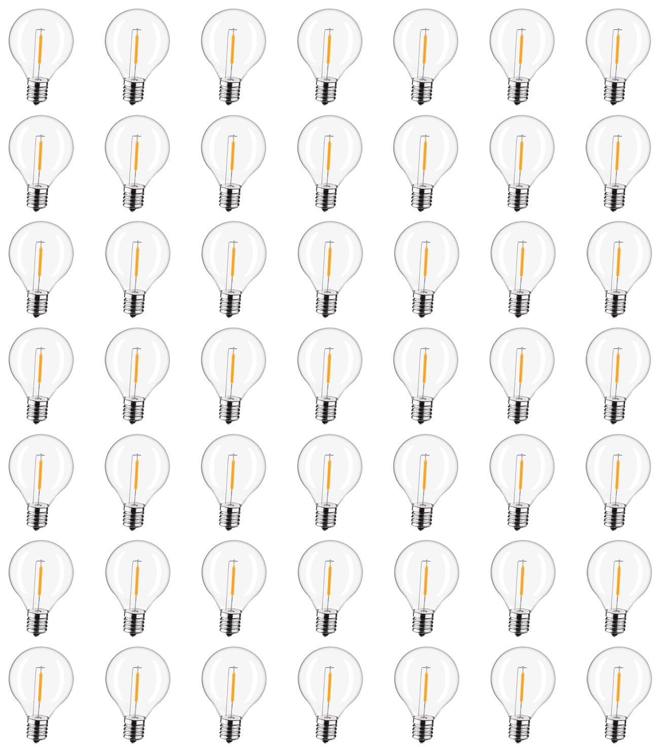 Lieidi 50-Pack G40 Led Replacement Light Bulbs, E12 Screw Base Shatterproof Globe Bulbs For Outdoor String Lights, 0.6 Watt 40 L