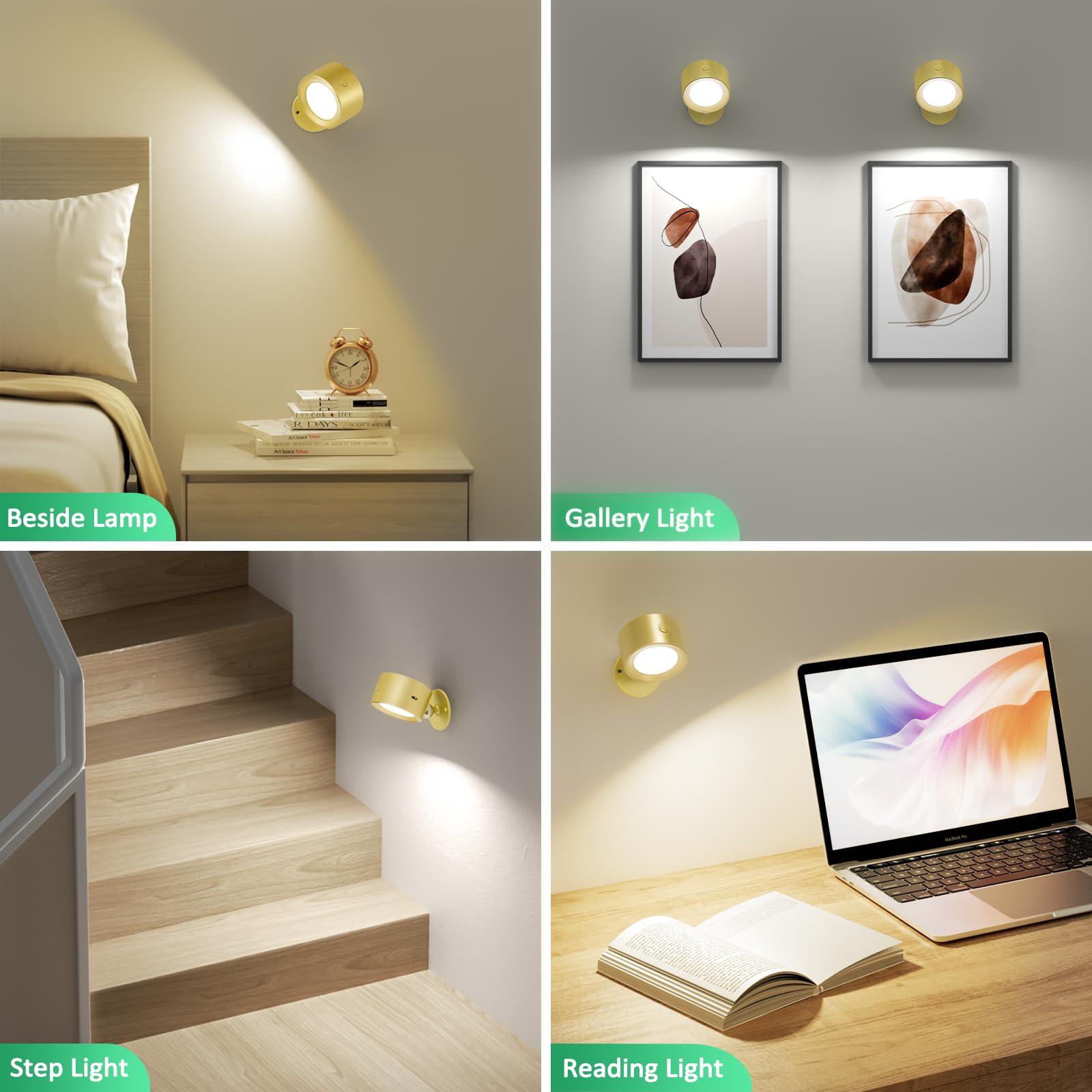 Lightbiz Led Wall Lights 2 Pcs With Remote, Wall Sconces Lamp Rechargeable Battery Operated, 3 Color Temperatures & Dimmable Mag