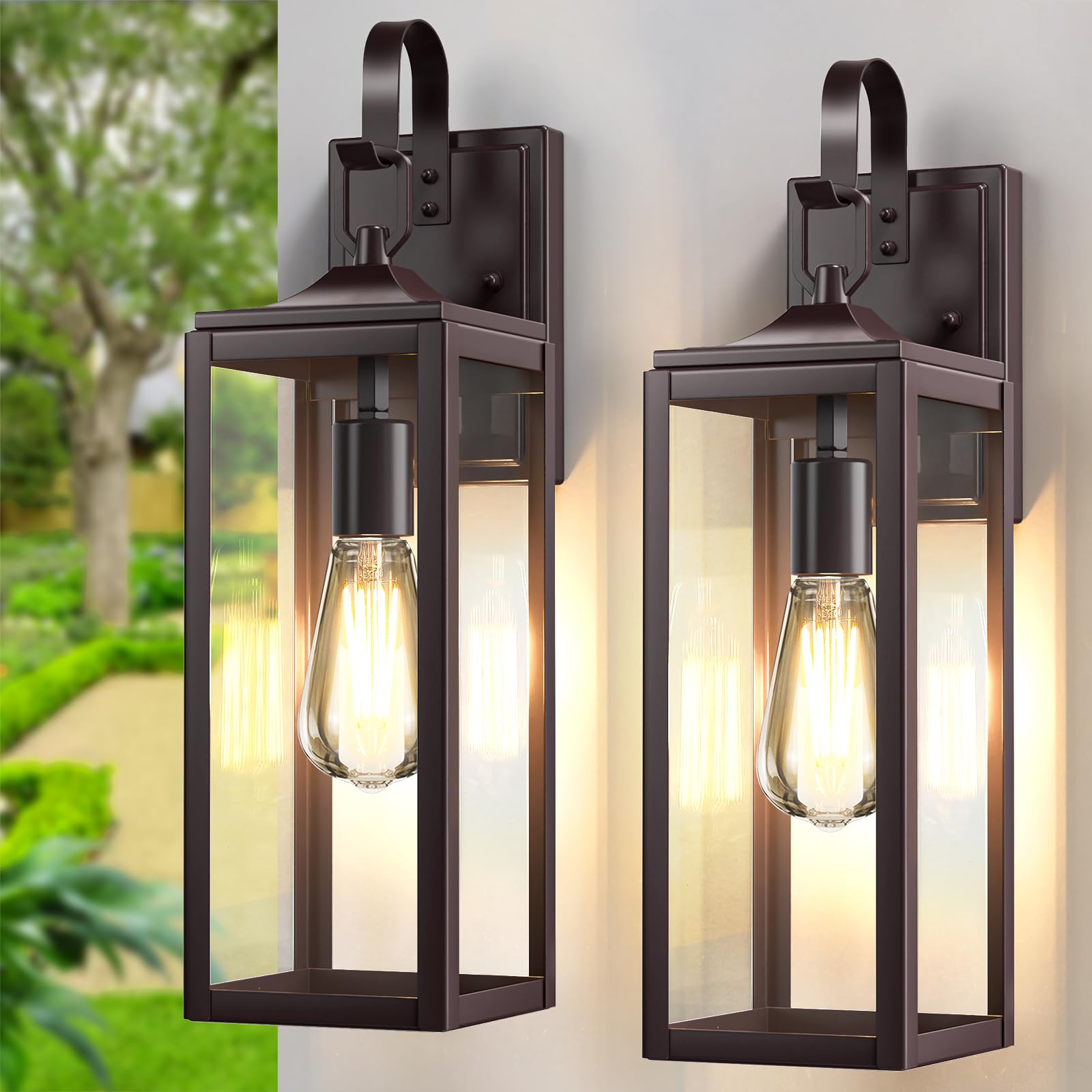 18 Large Outdoor Wall Lights 2 Packs  Modern Brown Exterior Lighting Fixtures  Waterproof Outdoor Sconces Porch Light For House Wall Mount  Farmhouse Wall Lanterns For Front Door  Garage