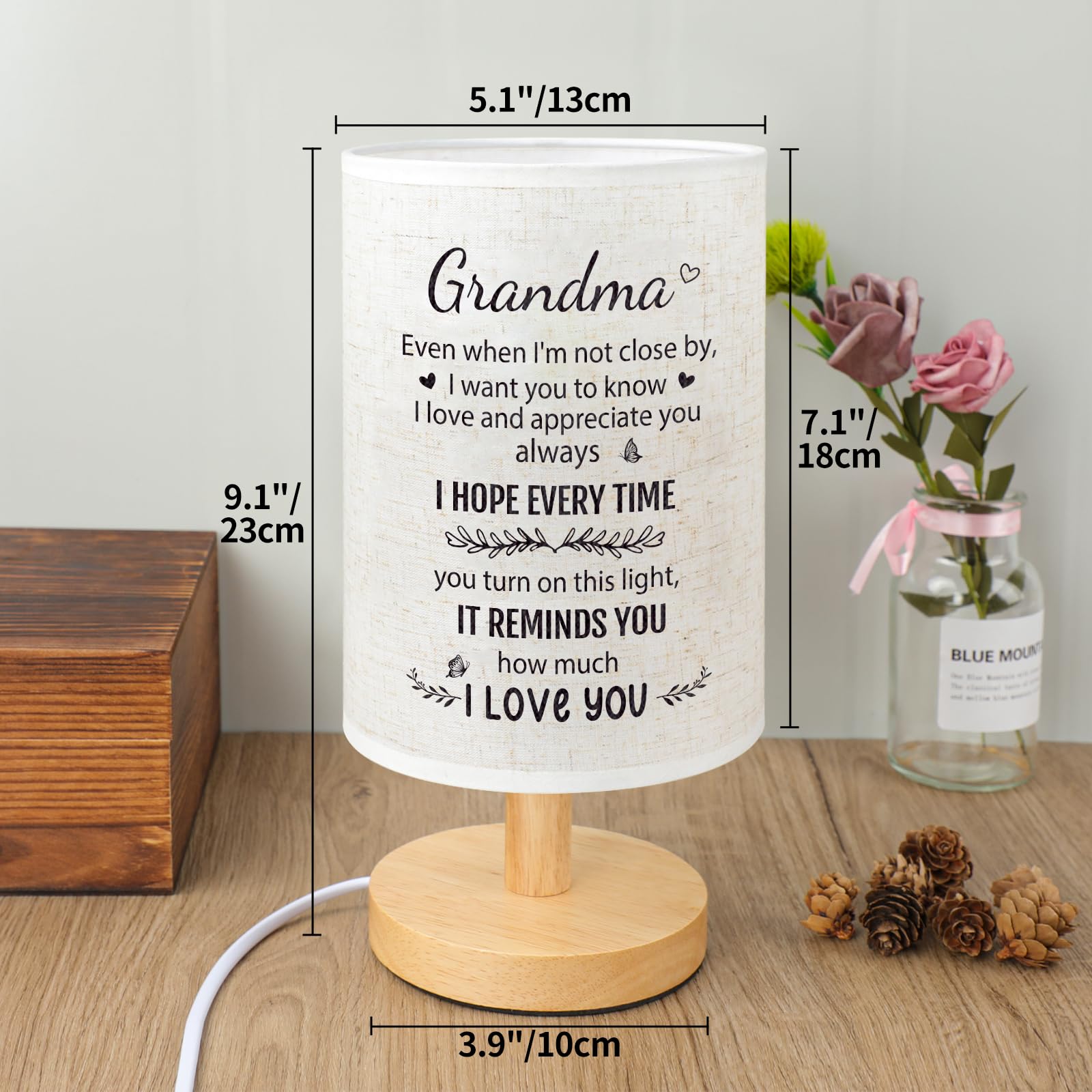 Souhoney Grandma Birthday Gifts, Mothers Day Grandmother Long Distance Gifts From Granddaughter, Grandmother Desk Bedside Lamp H