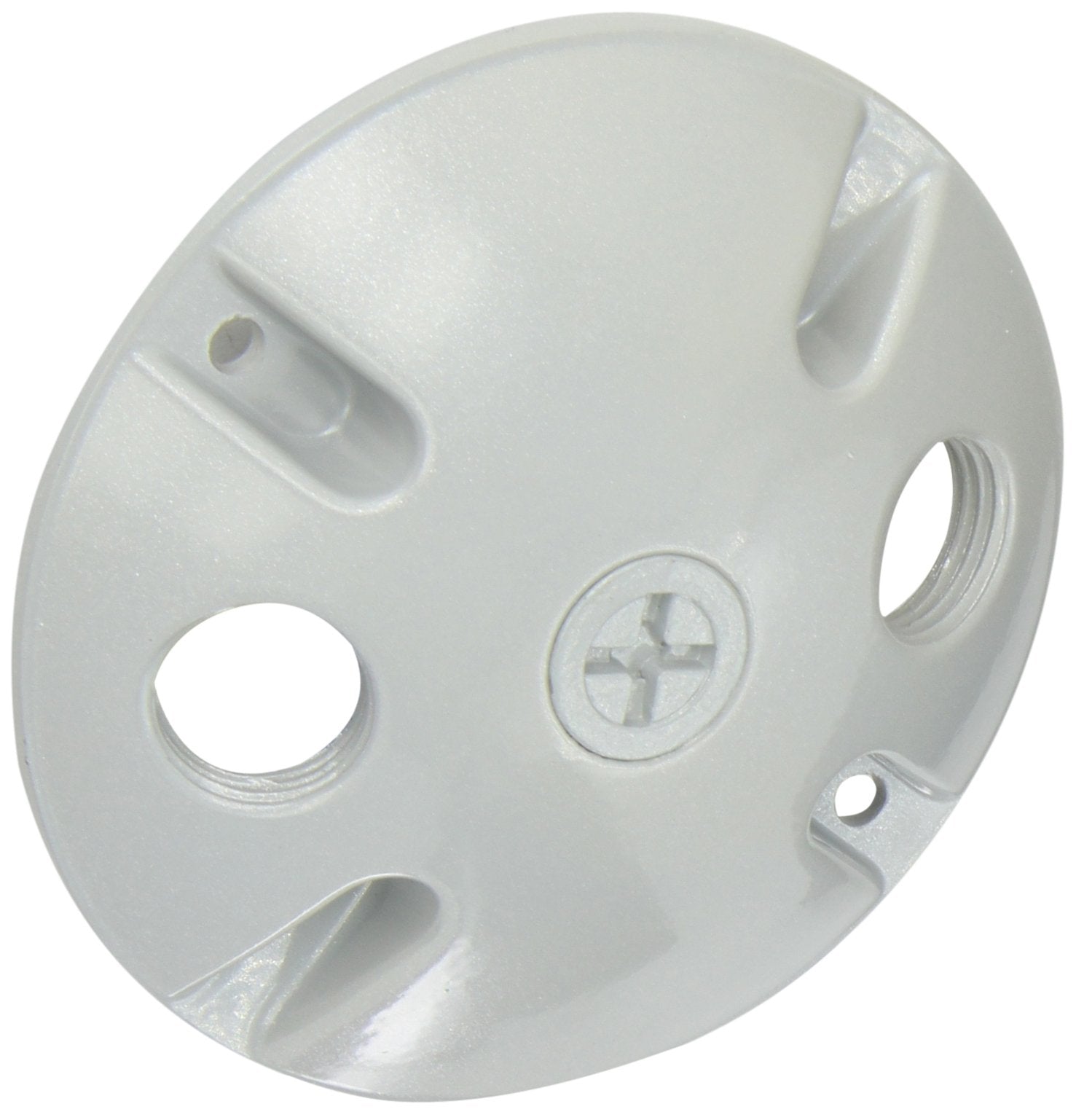 Rab Lighting C103 Die Cast Aluminum Weatherproof Round Cover With 3 Holes, 4-1/2'' Diameter, Silver Gray