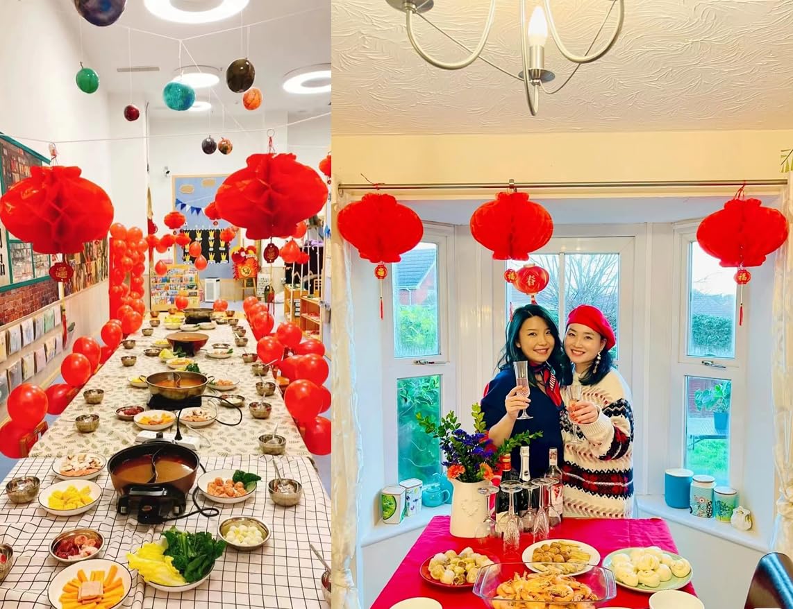 Zujiefu 20Ps Holiday Decorations;Chinese Red Paper Lanterns Festival Decorations For New Year Spring Festival Wedding Celebratio