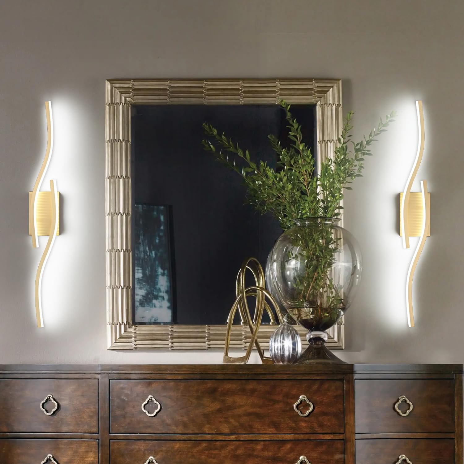 Presde 32Inch Dimmable Led Gold Bathroom Light Fixtures Over Mirror, Vanity Light For Bathroom,Modern Bbrushed Bronze Bath Wall