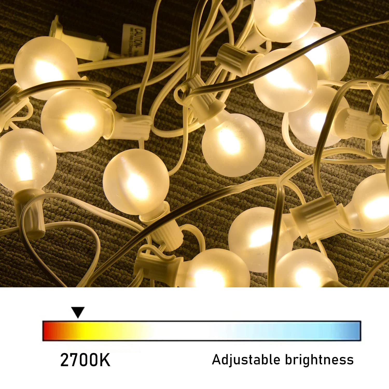 Outdoor Led String Lights, 50Ft G40 Outdoor Patio Lights With 52 Frosted White Led Globe Bulbs, Hanging Backyard Lights Waterpro