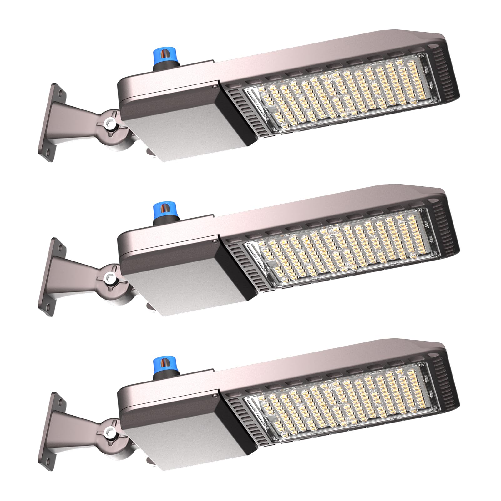 Acohook 400W Led Parking Lot Lights Outdoor 60000Lm(150Lm/W) 6Kv Spd Ip65 5000K Daylight Arm Mount Commercial Area Street Lighting Smart Photocell Etl Listed 7 Yrs Warranty-3Pack
