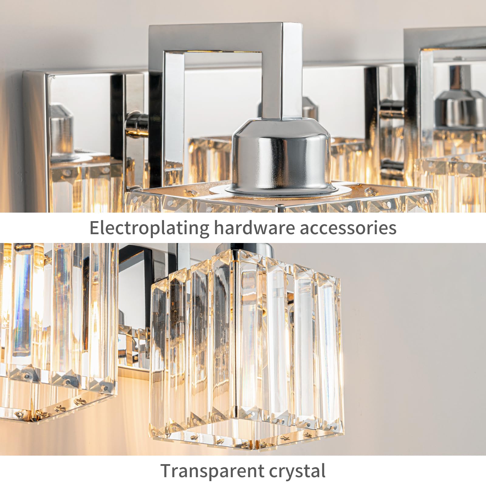 Fdpby 2-Light Modern Bathroom Vanity Light Chrome Crystal Wall Lamp Jw-003