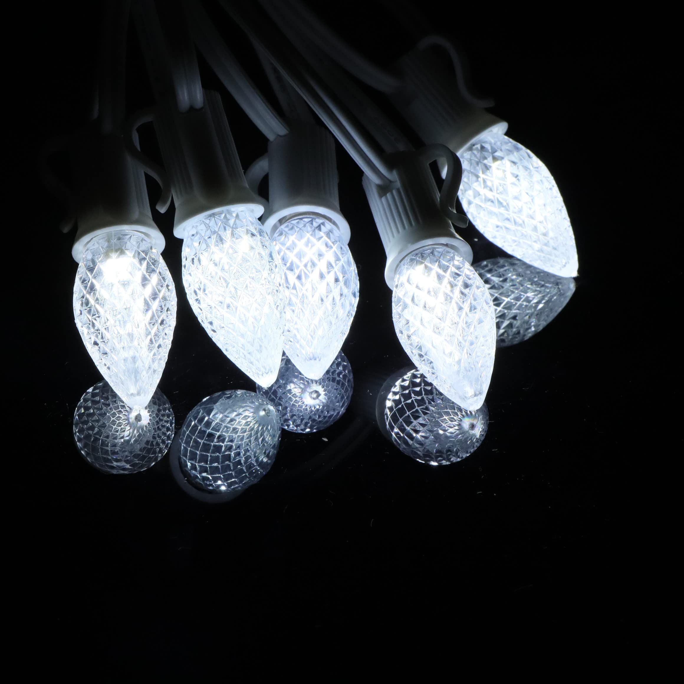 Aniai 25Pcs C7 Led Christmas Light Bulbs - C7 Led Bulbs With E12 Base Sockets Replacement Bulbs For Outdoor String Lights - Comm