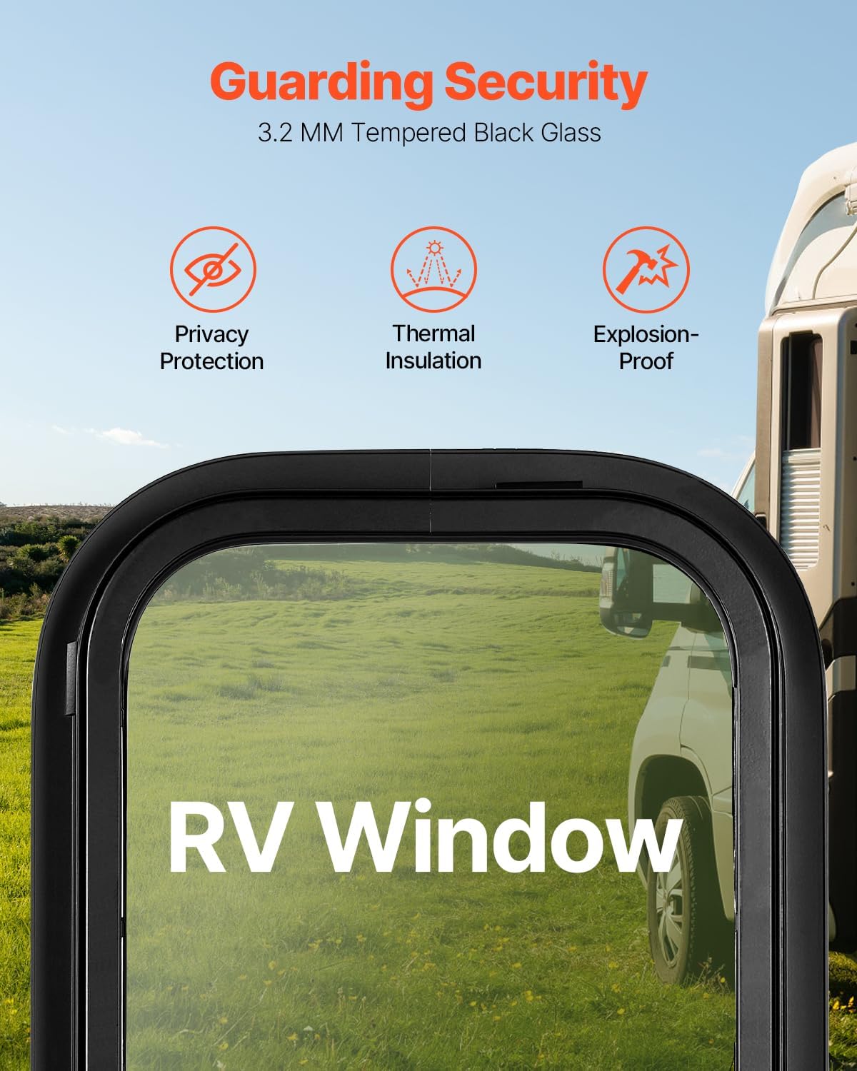 VEVOR Vertical RV Window, 12 W x 22 H Tinted Sliding RV Window with Net Screen & Trim Ring, Fit 15/16 - 1 3/4 Thickness Wall, RV
