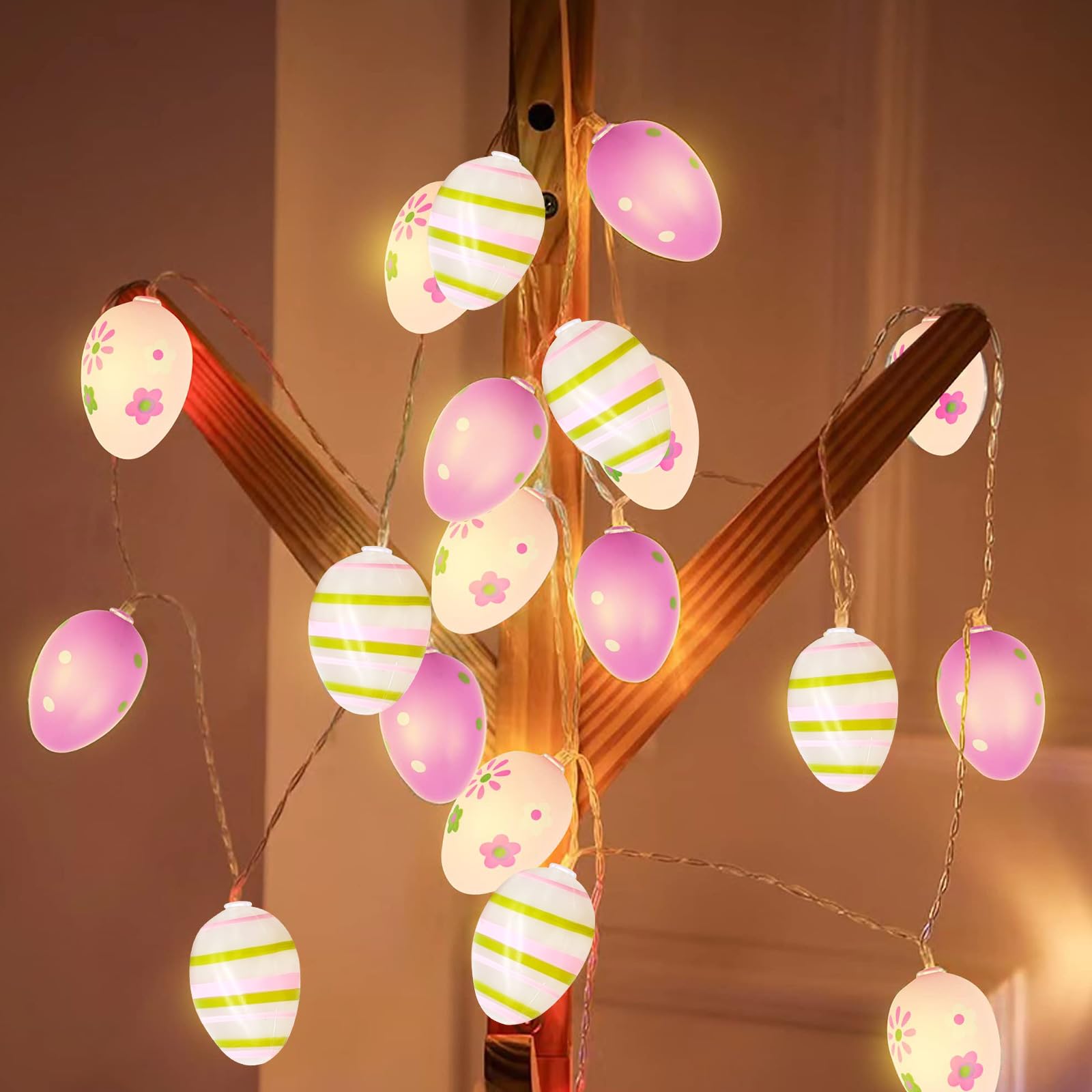 Njn Easter Eggs String Lights Battery Operated 10 Ft 20 Led Fairy String Lights For Easter Decor Party Home Indoor Outdoor Garde