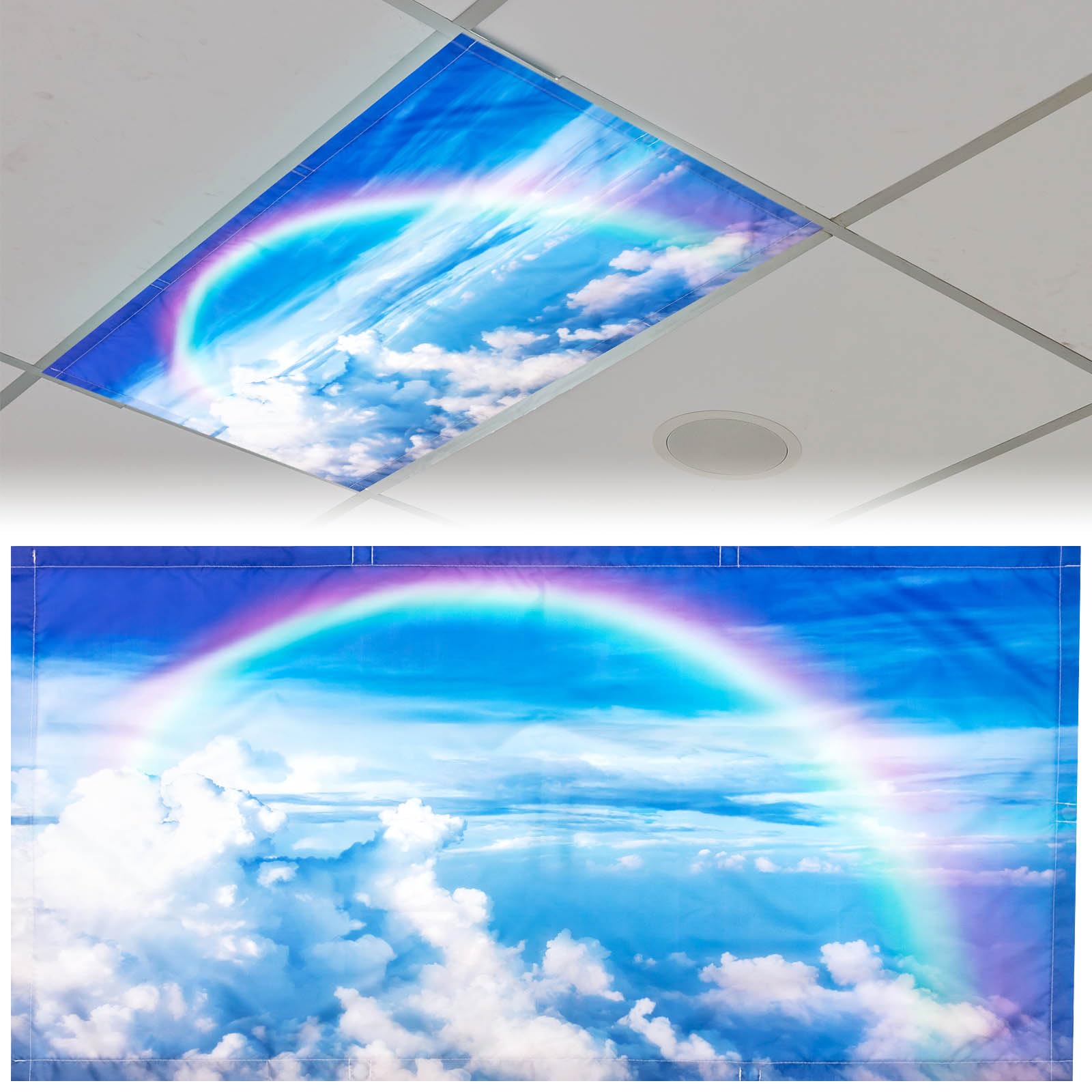 Patelai Fluorescent Light Cover with 10 Magnets, 4 x 2 Feet, Rainbow-themed, Model PT-Patelai-3153
